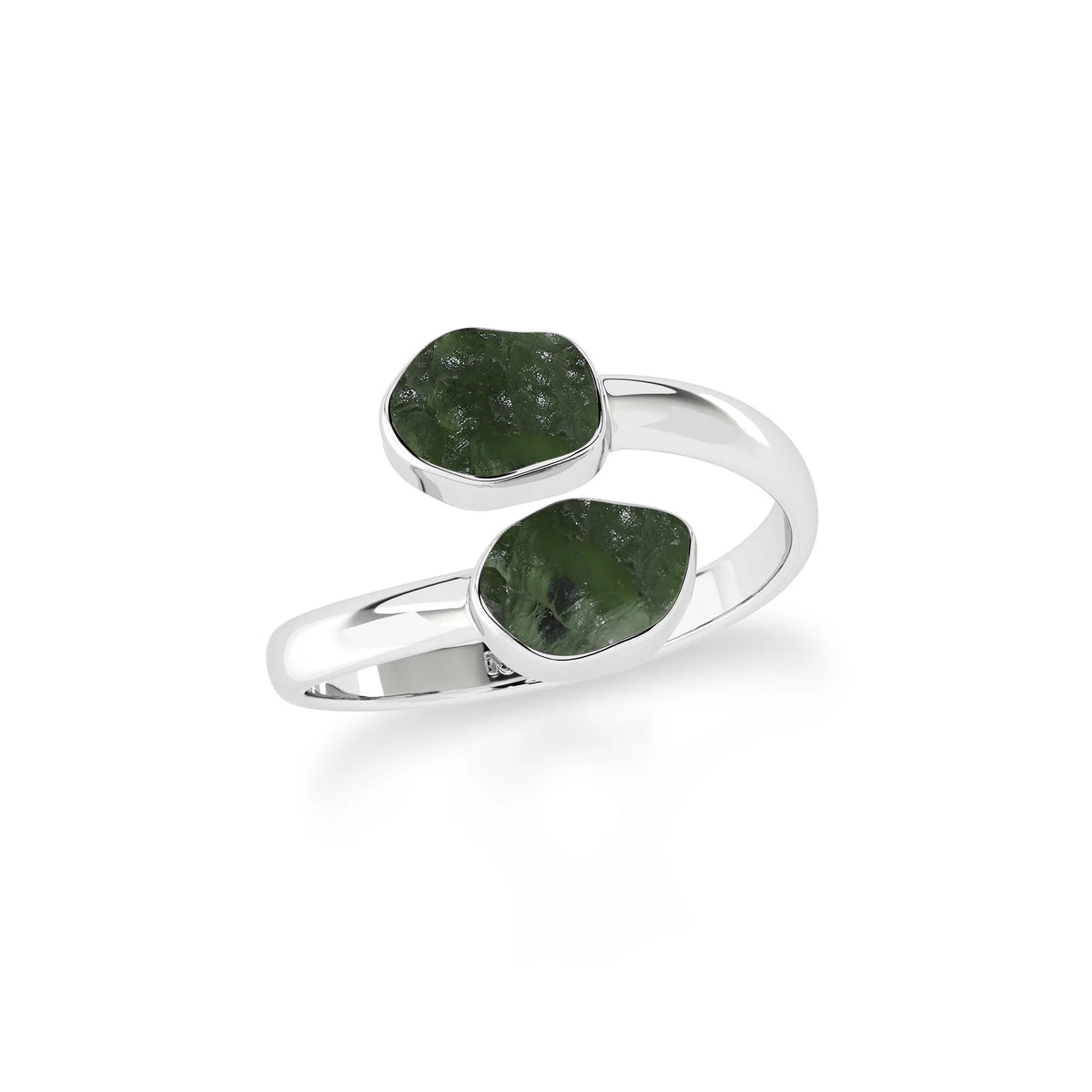 moldavite bezel-set ring