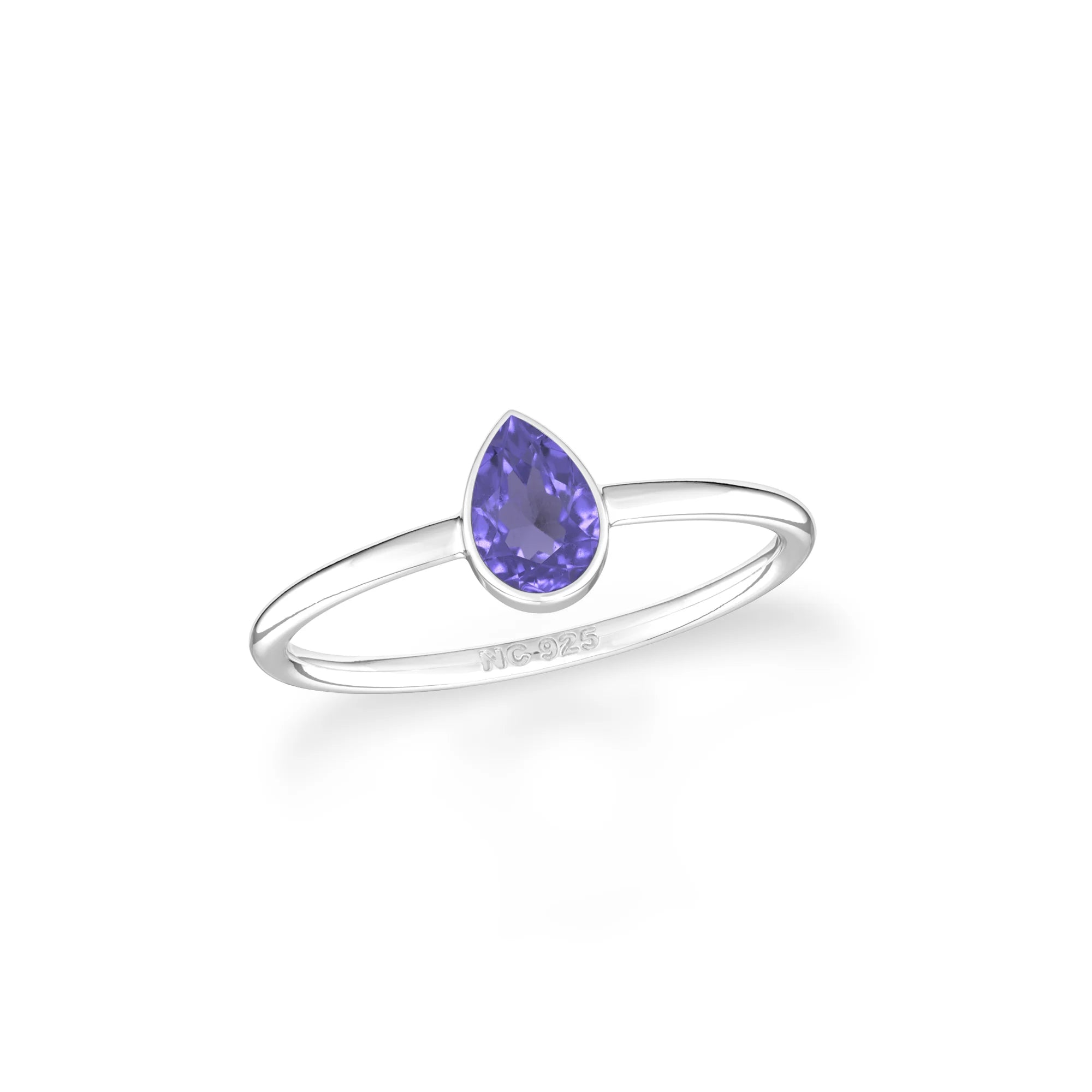 tanzanite stackable bezel-set ring
