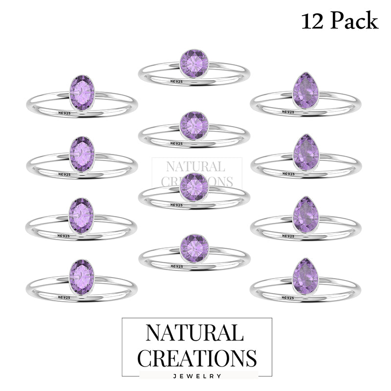 amethyst stackable bezel-set ring