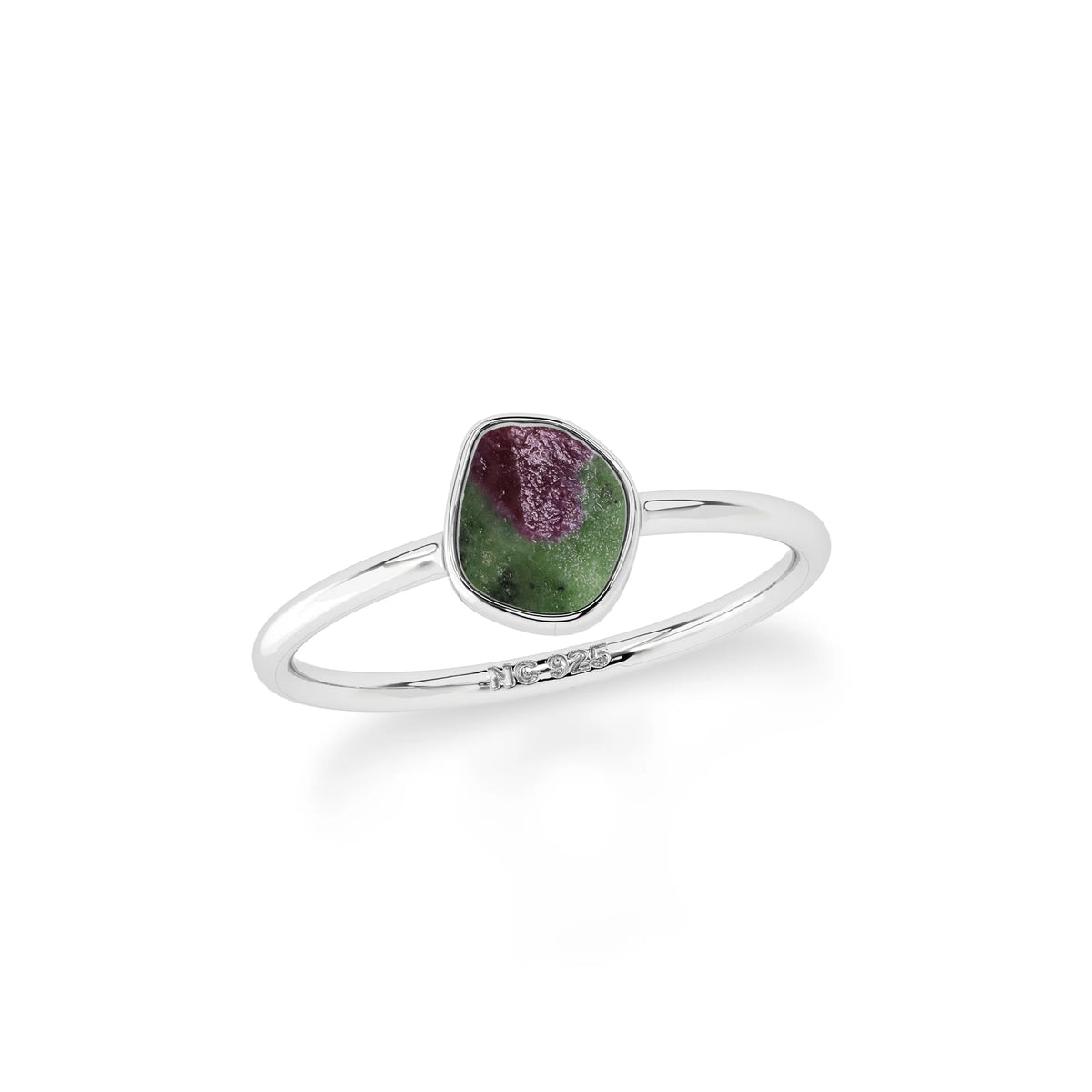 ruby zoisite stackable bezel-set ring
