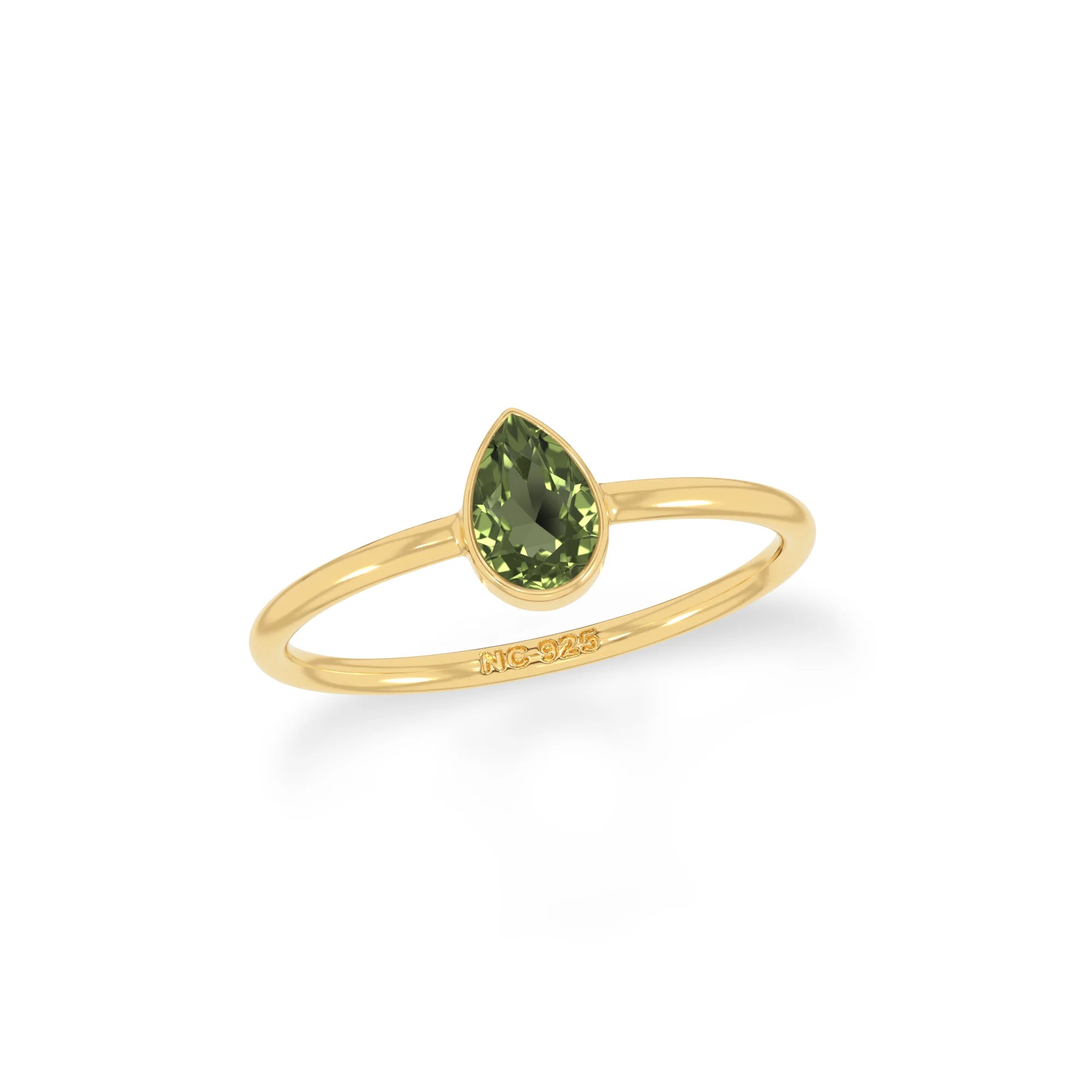 moldavite stackable bezel-set ring