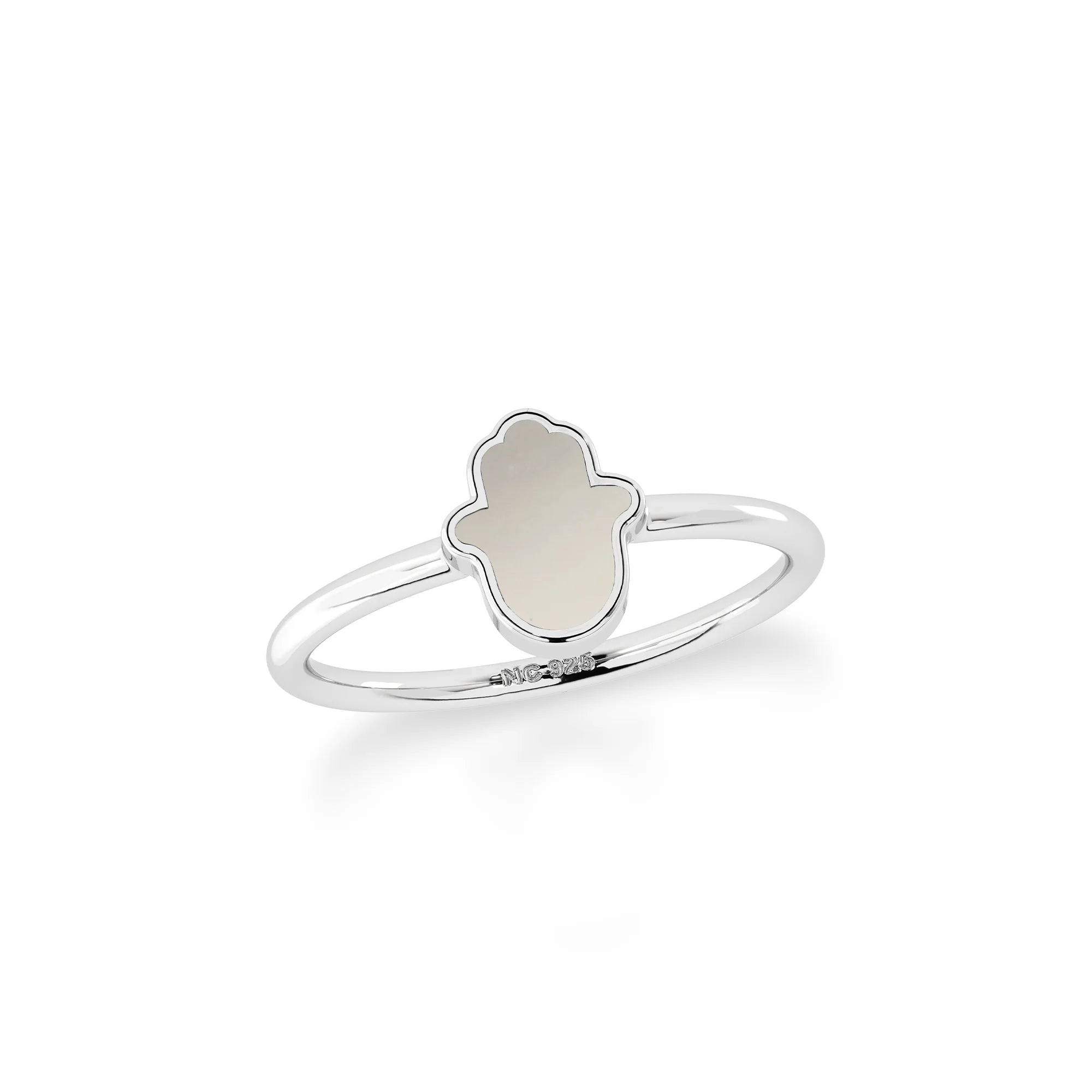 mother of pearl stackable bezel-set ring