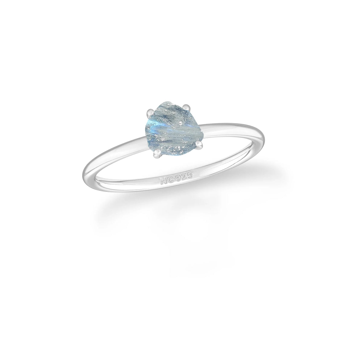 rainbow moonstone stackable prong-set ring