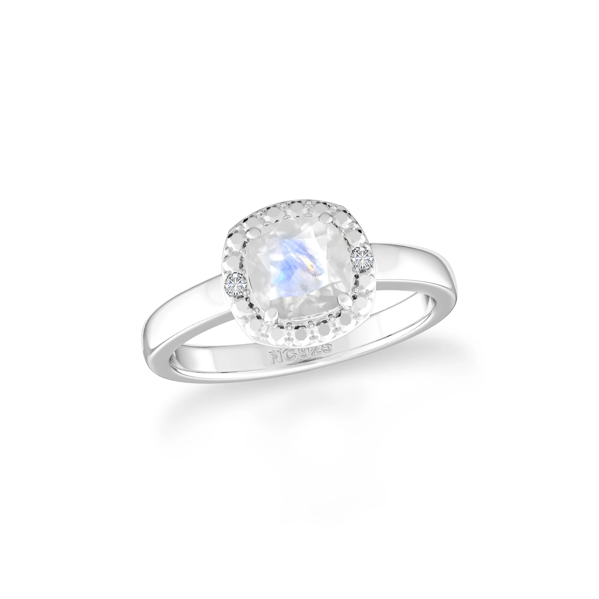rainbow-moonstone prong-set ring