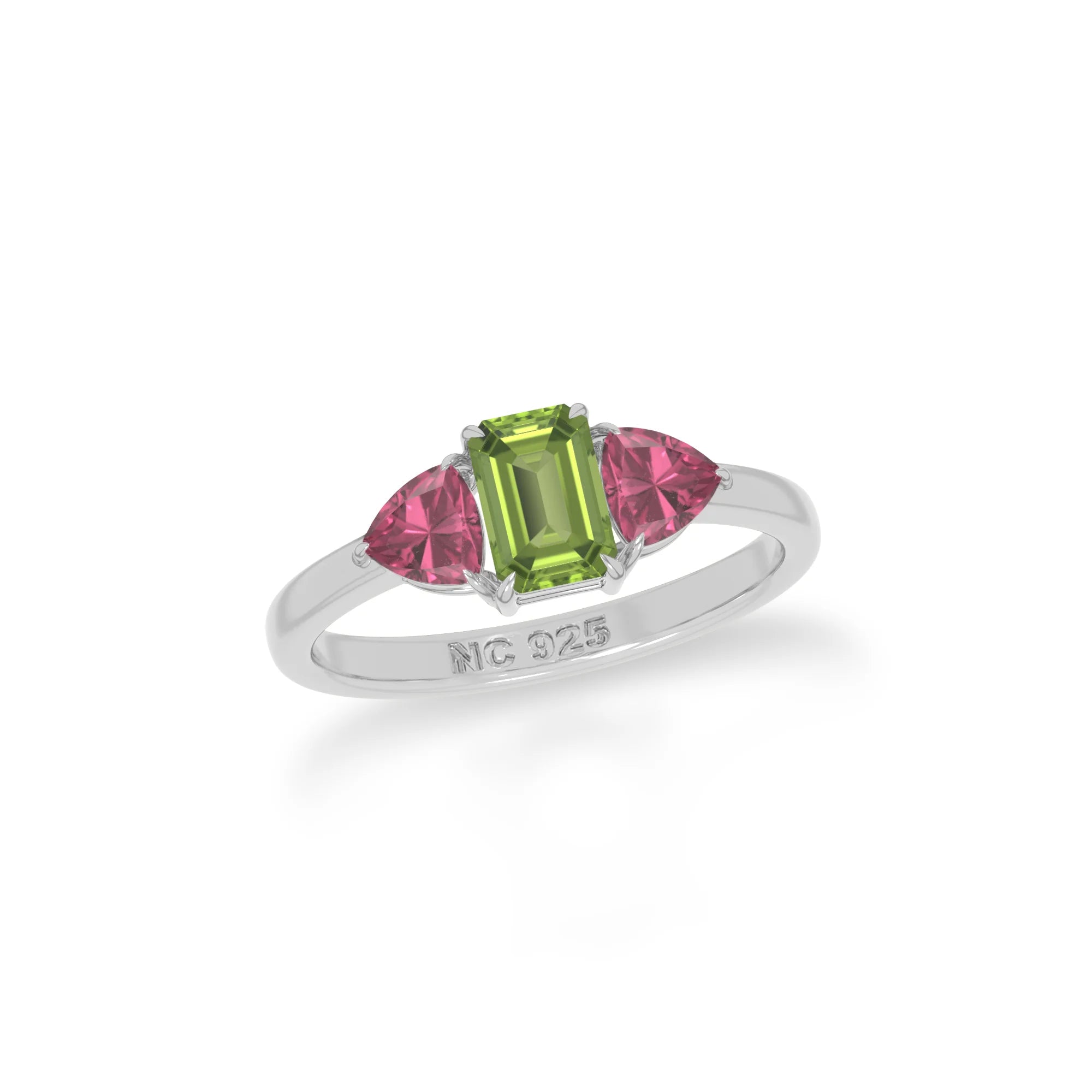 natural peridot ring for women in sterling silver