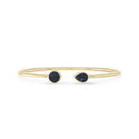 Natural Cab Multi Titanium Druzy Pear-Round Shape Twister Bracelets for Women in 18K Gold Vermeil