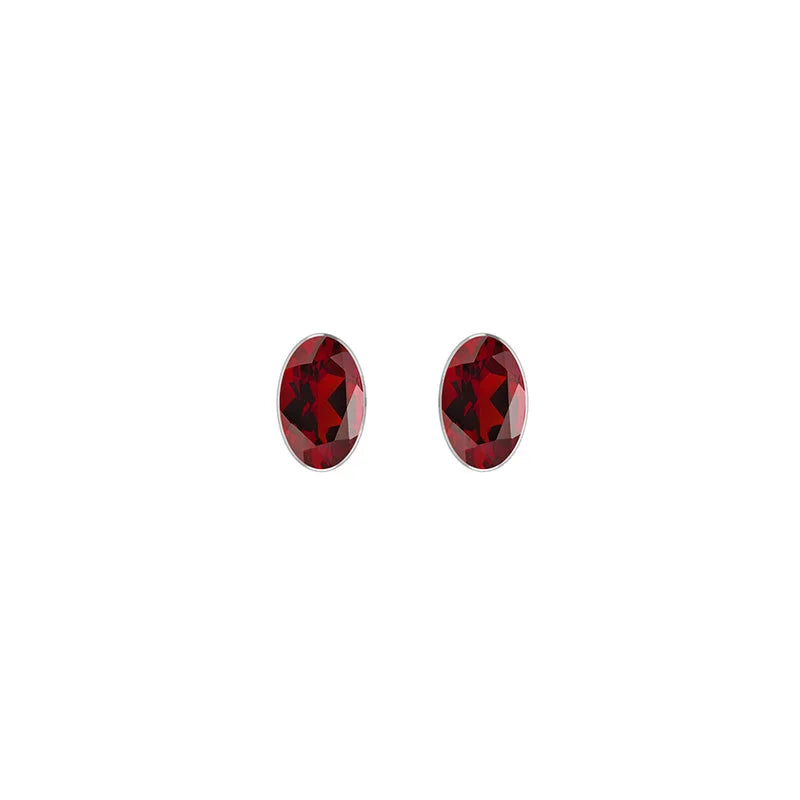 garnet cut oval earrings