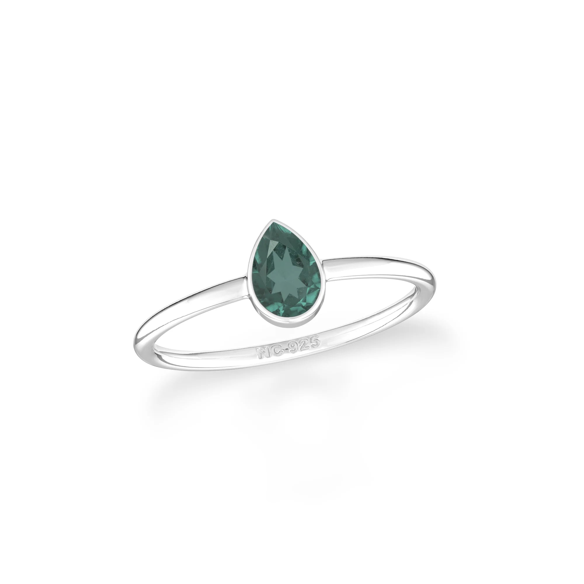 green tourmaline stackable bezel-set ring