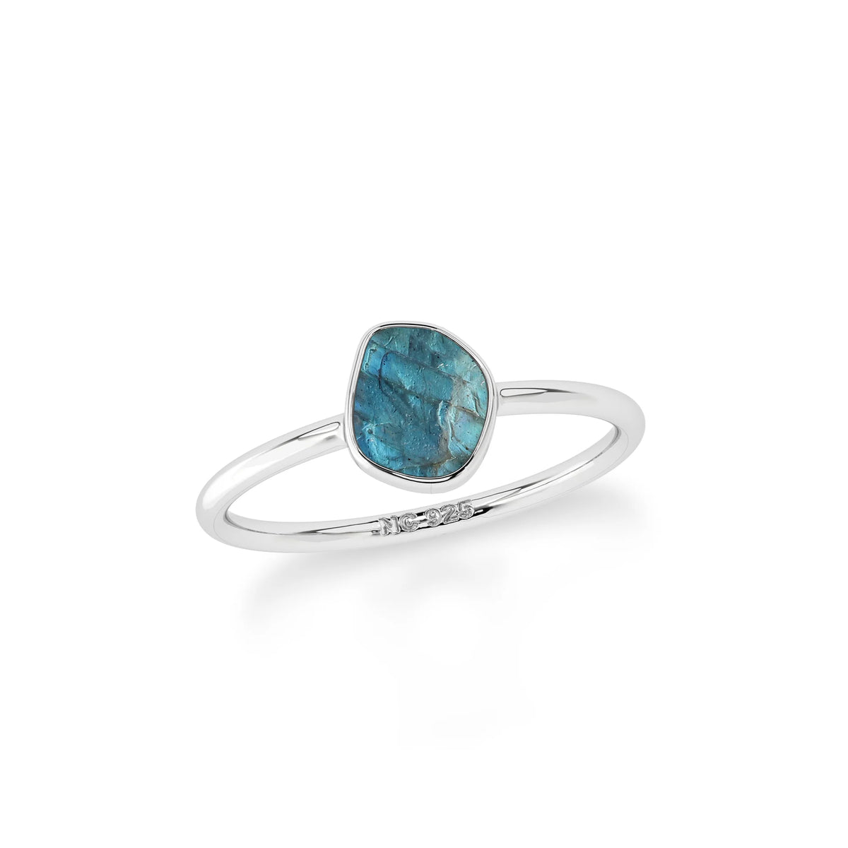 labradorite stackable bezel-set ring