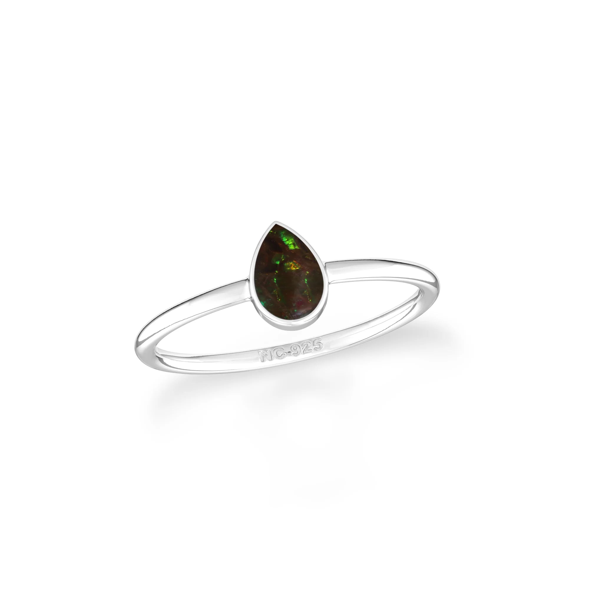 ammolite bezel-set ring