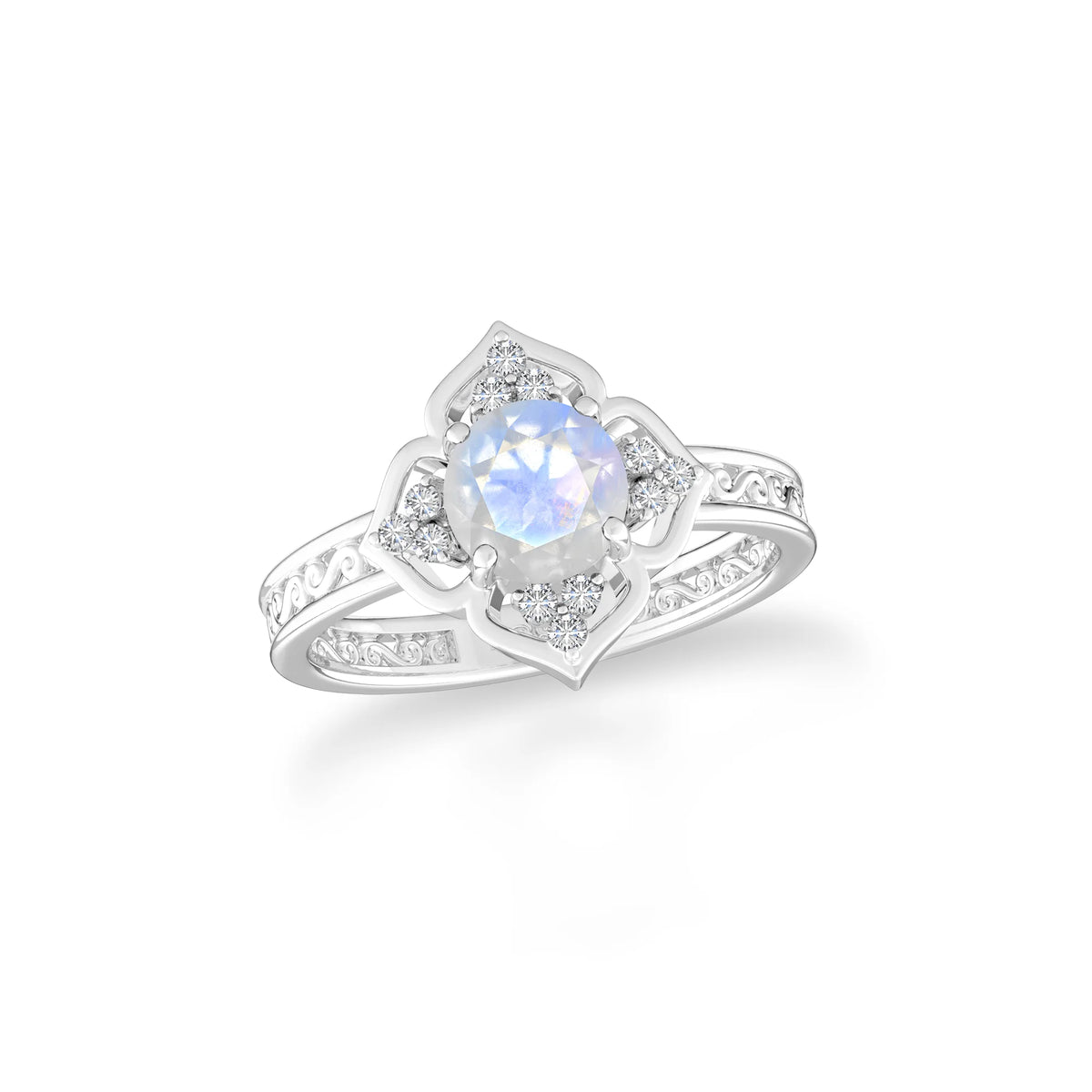 rainbow-moonstone prong-set ring