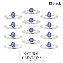 tanzanite stackable bezel-set ring