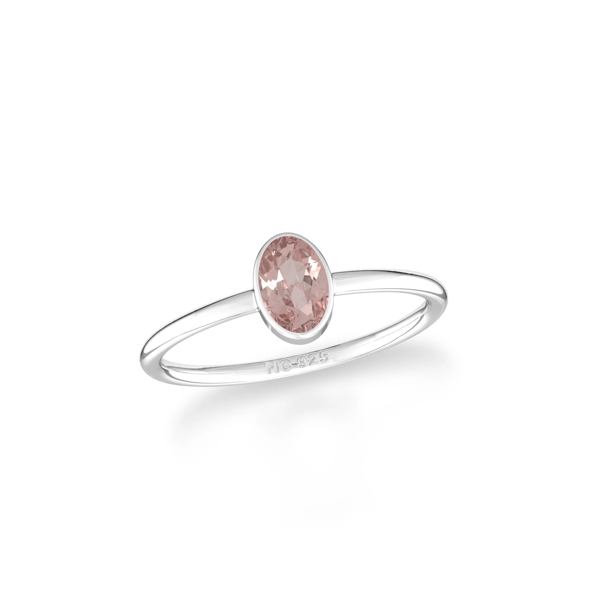 rose quartz stackable bezel-set ring