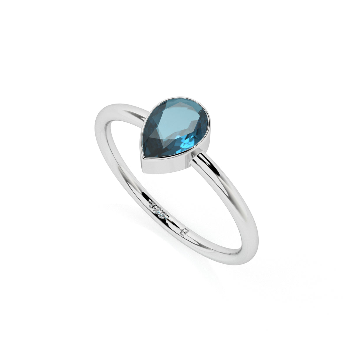 London Blue Topaz stackable bezel-set ring