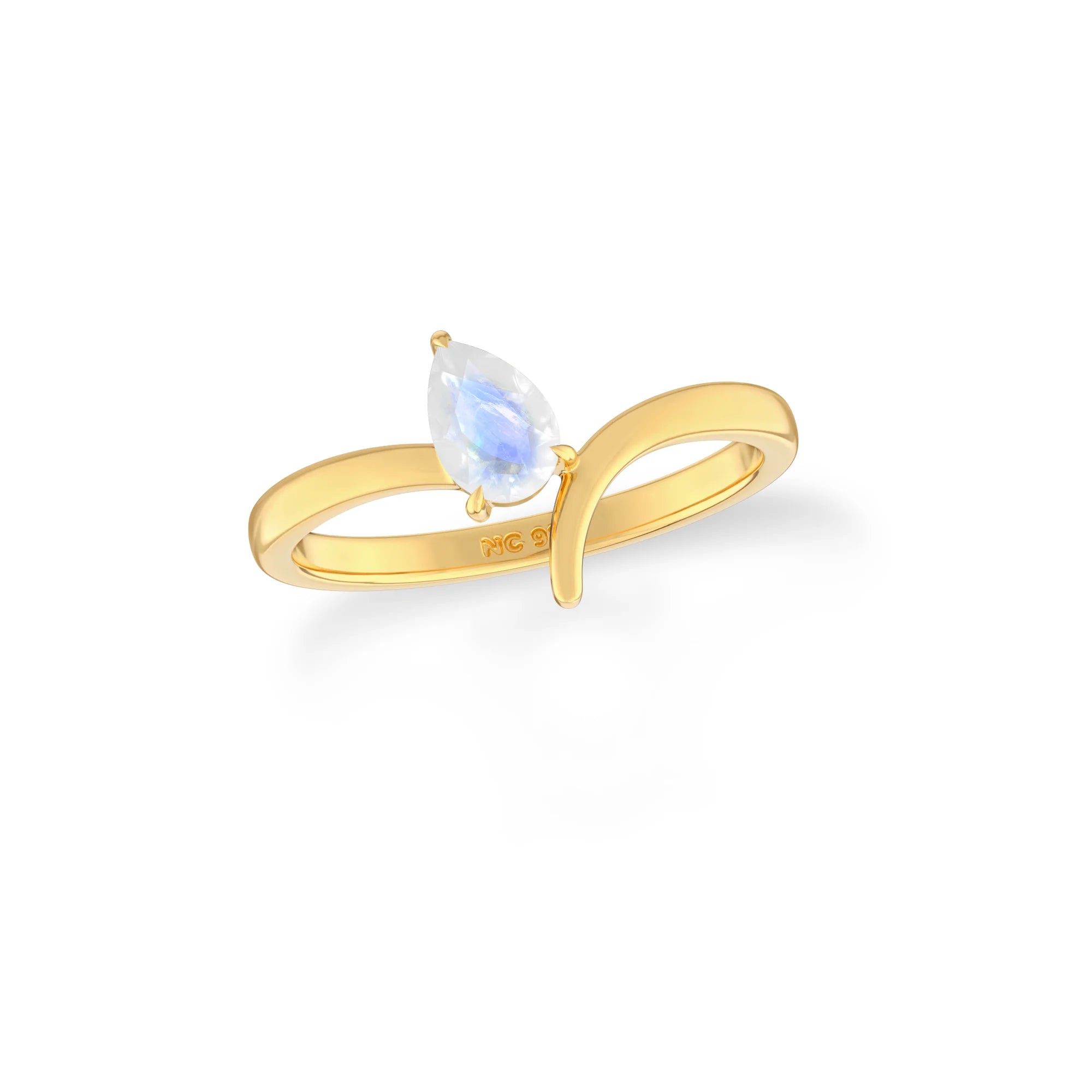 natural rainbow moonstone ring for women in 18k gold vermeil