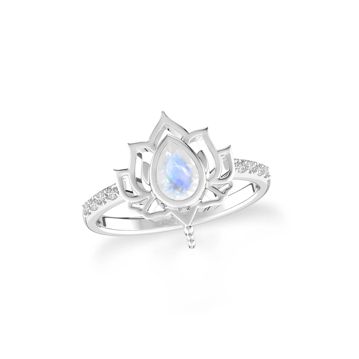 rainbow moonstone bezel-set ring