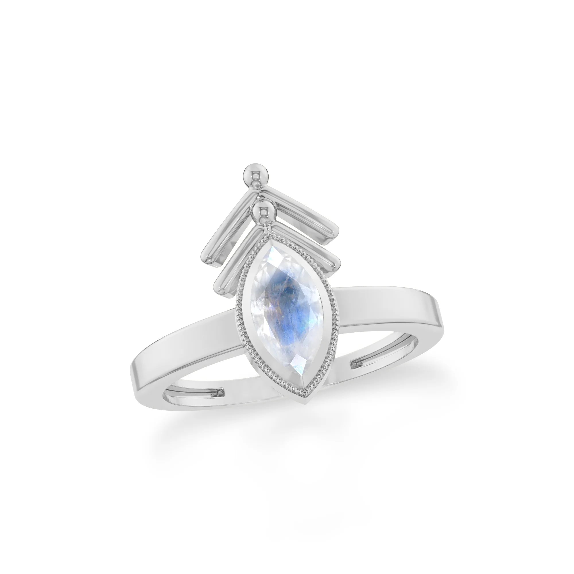 rainbow-moonstone stackable bezel-set ring