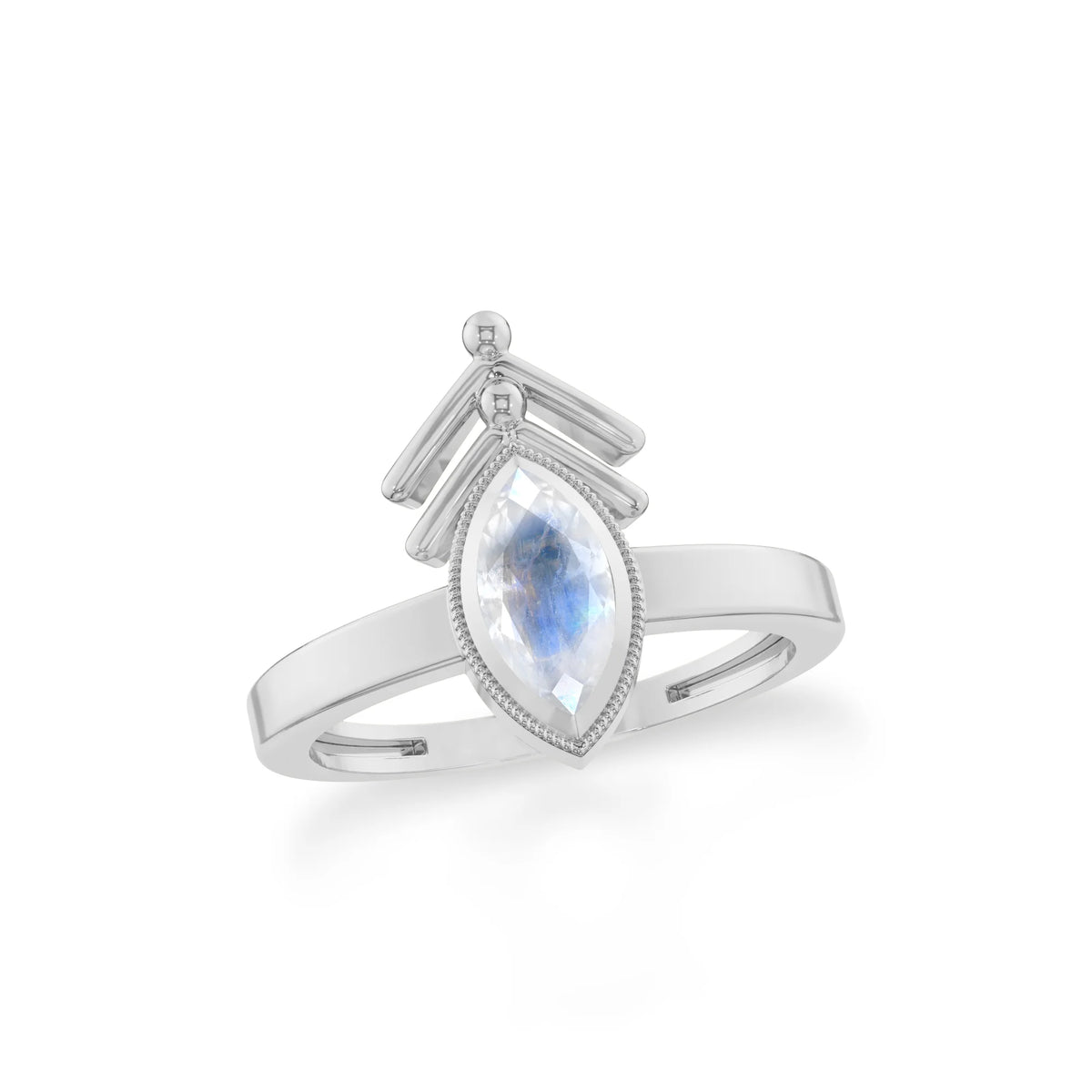 rainbow-moonstone stackable bezel-set ring