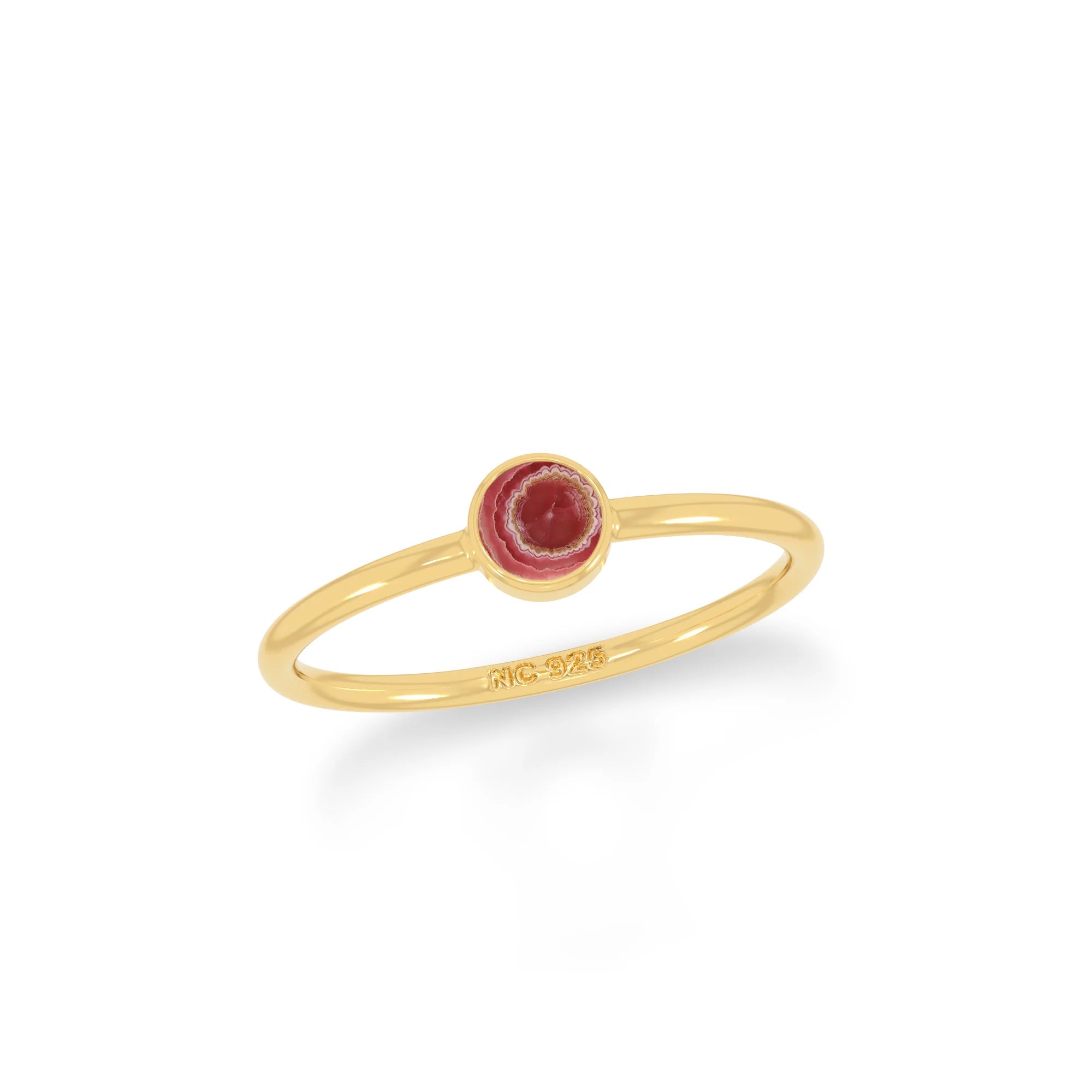rhodochrosite bezel-set ring
