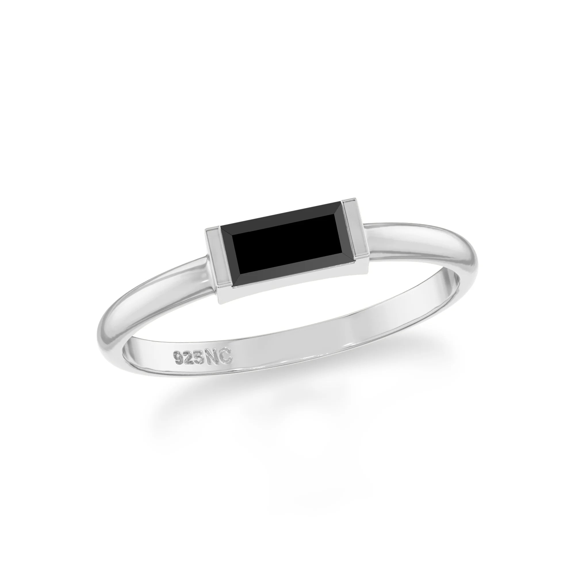 black onyx stackable bezel-set ring