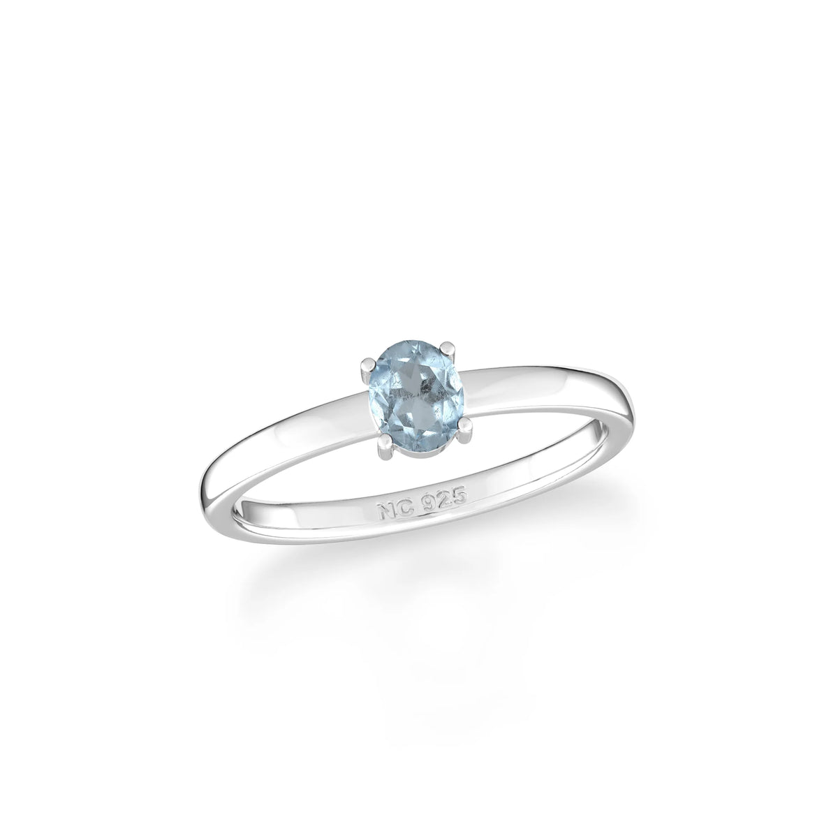 aquamarine stackable prong-set ring