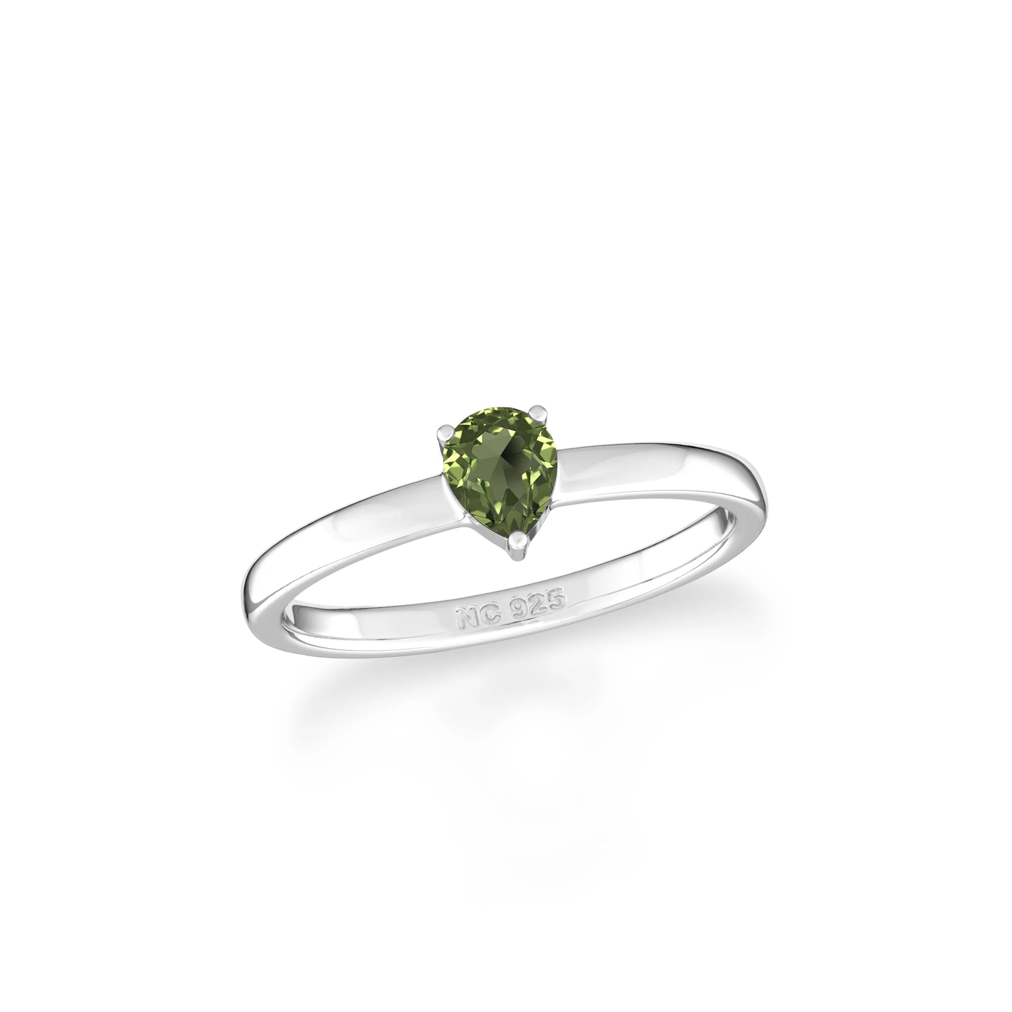 moldavite stackable prong-set ring