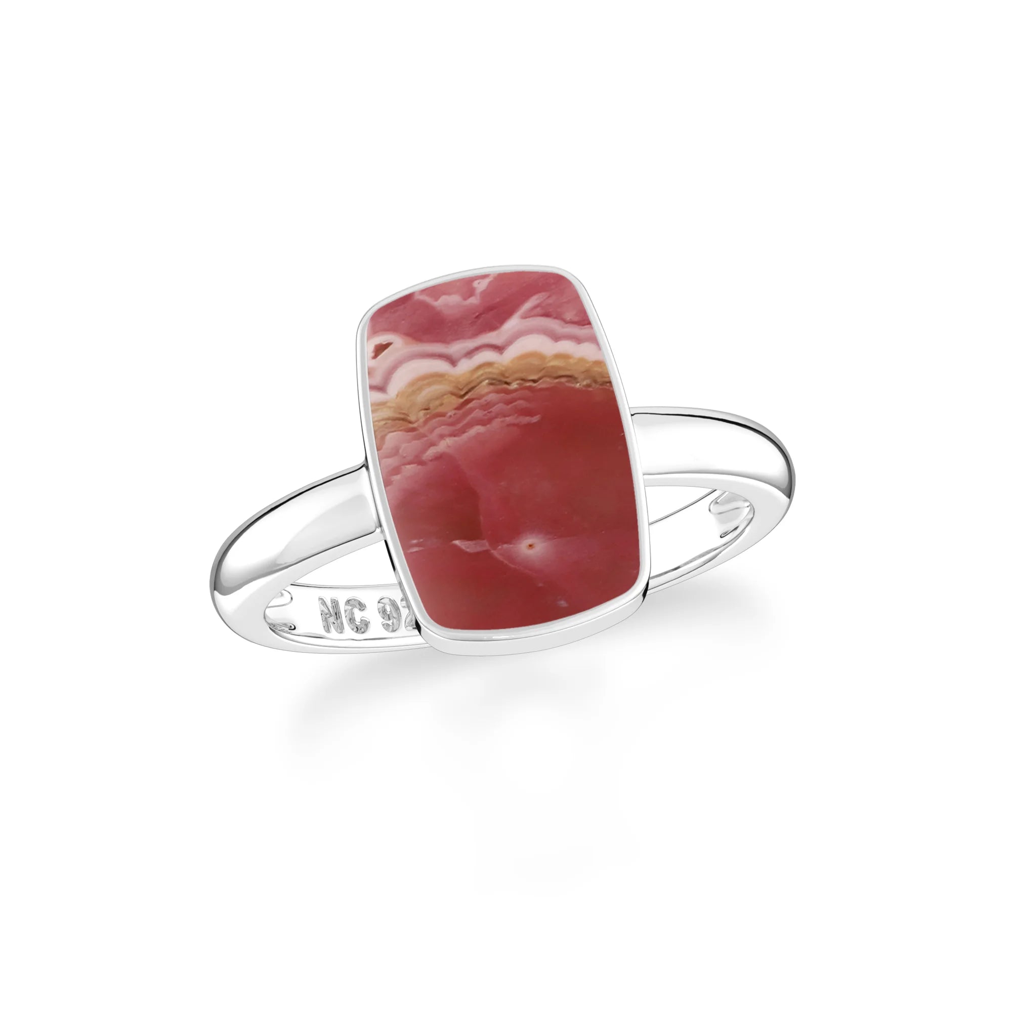 rhodochrosite bezel-set ring