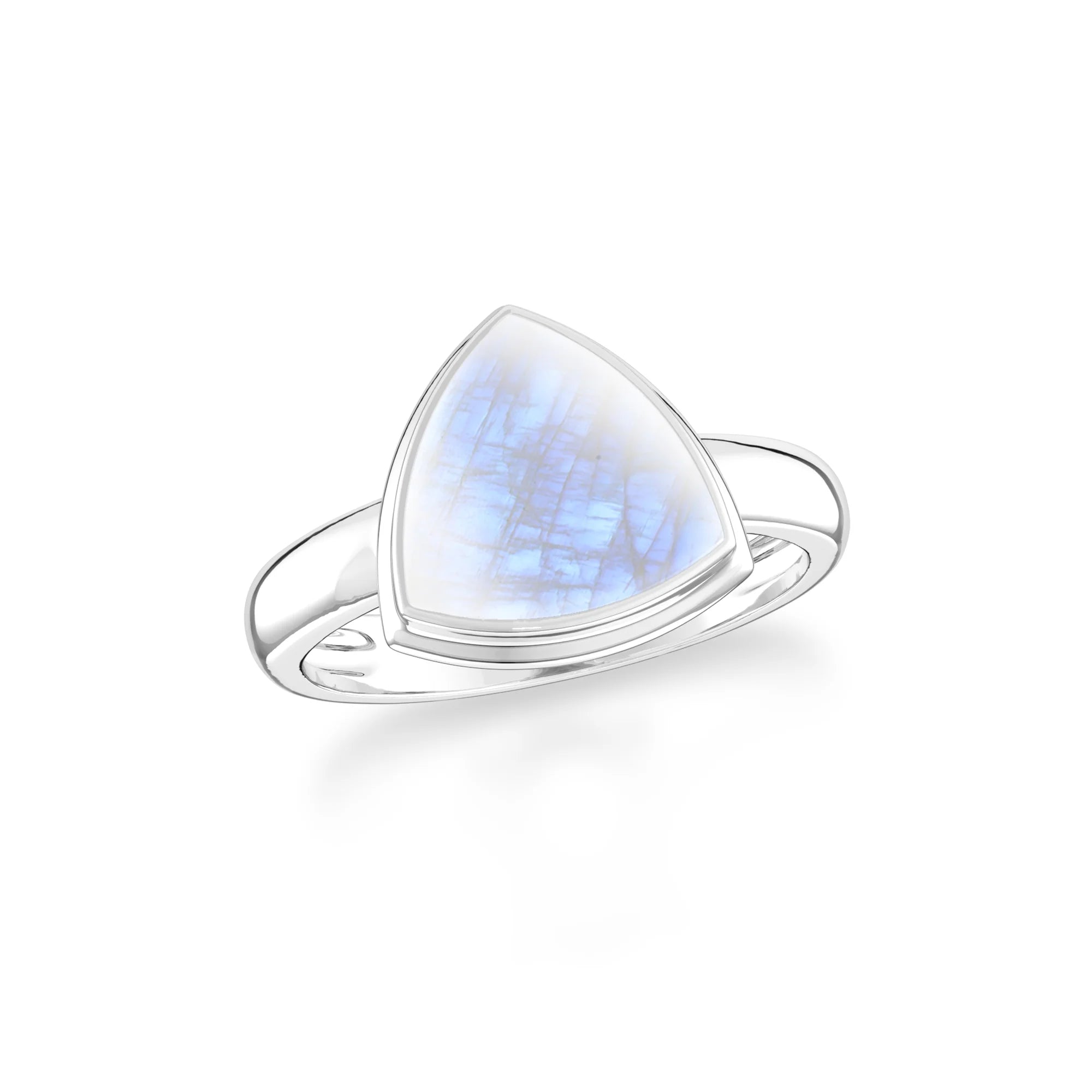 rainbow-moonstone bezel-set ring