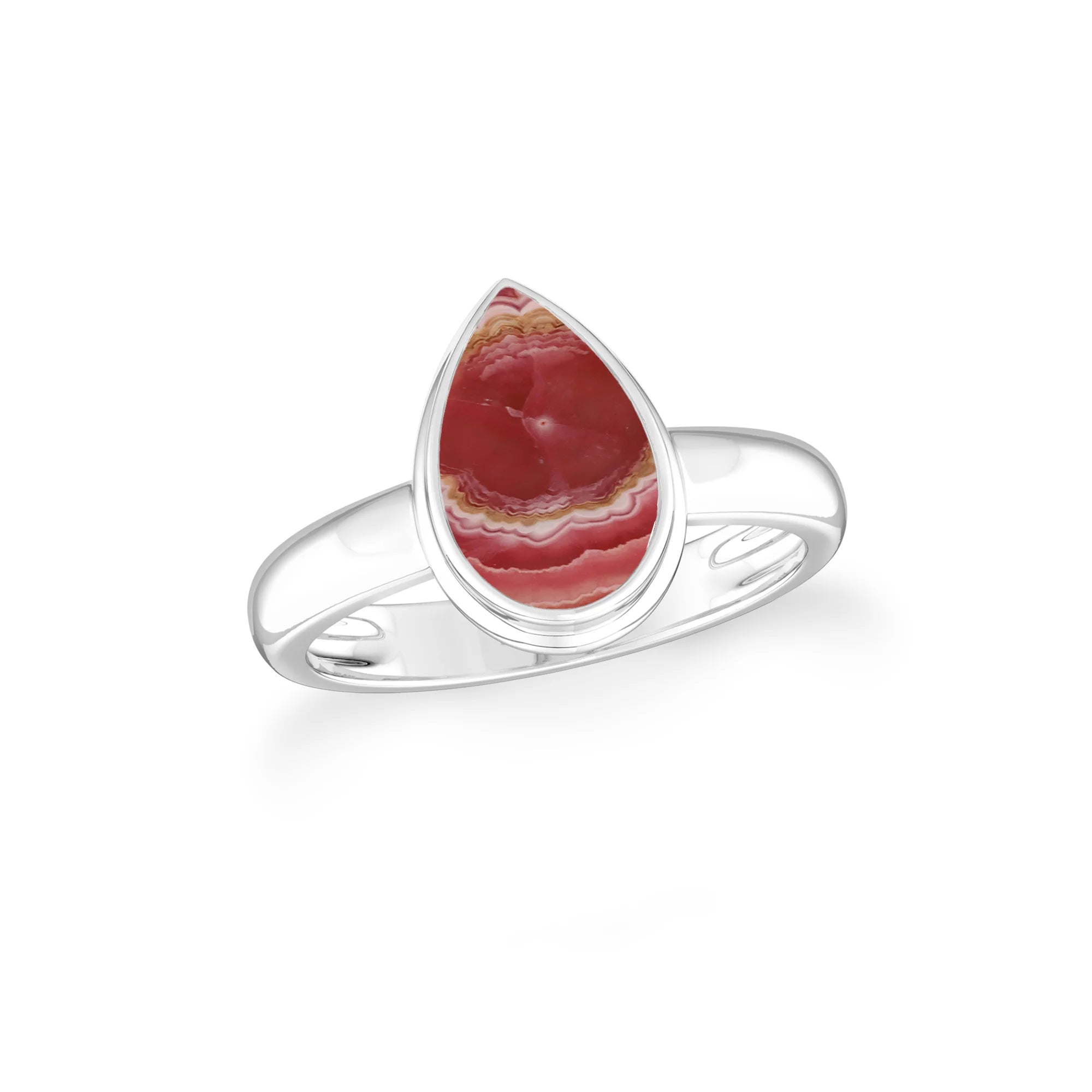 rhodochrosite bezel-set ring