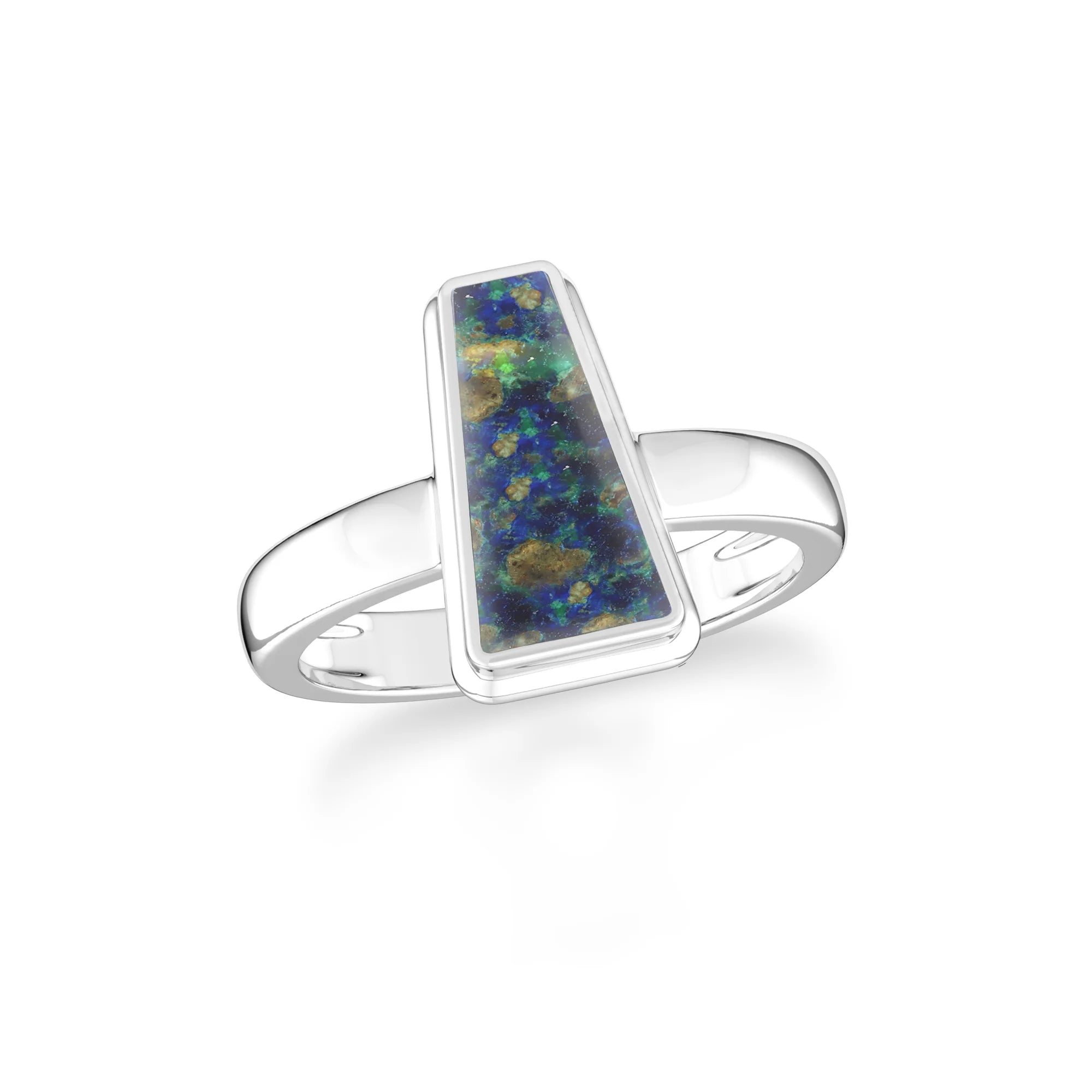 azurite malachite bezel-set ring