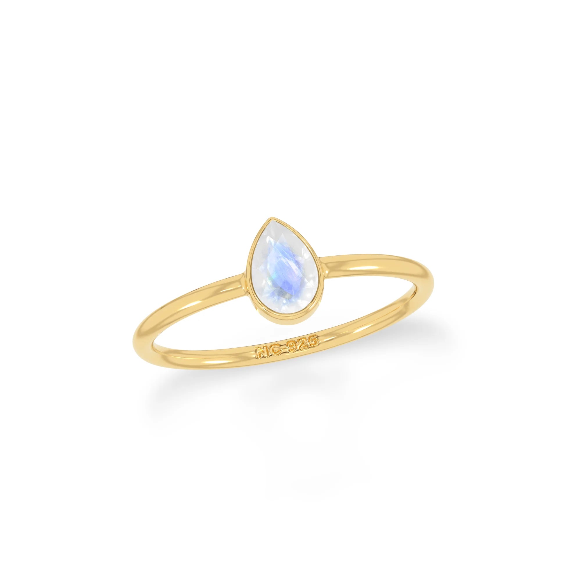 rainbow moonstone stackable bezel-set ring