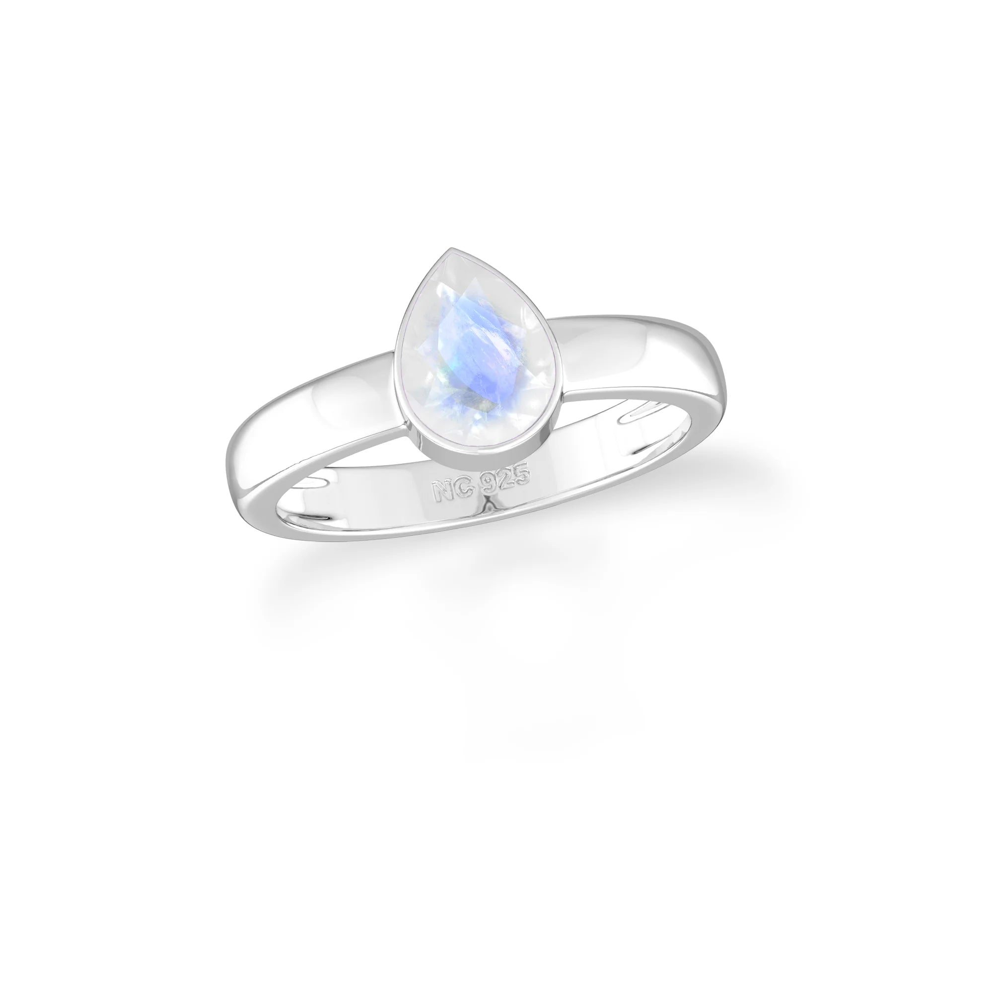 rainbow moonstone bezel-set ring