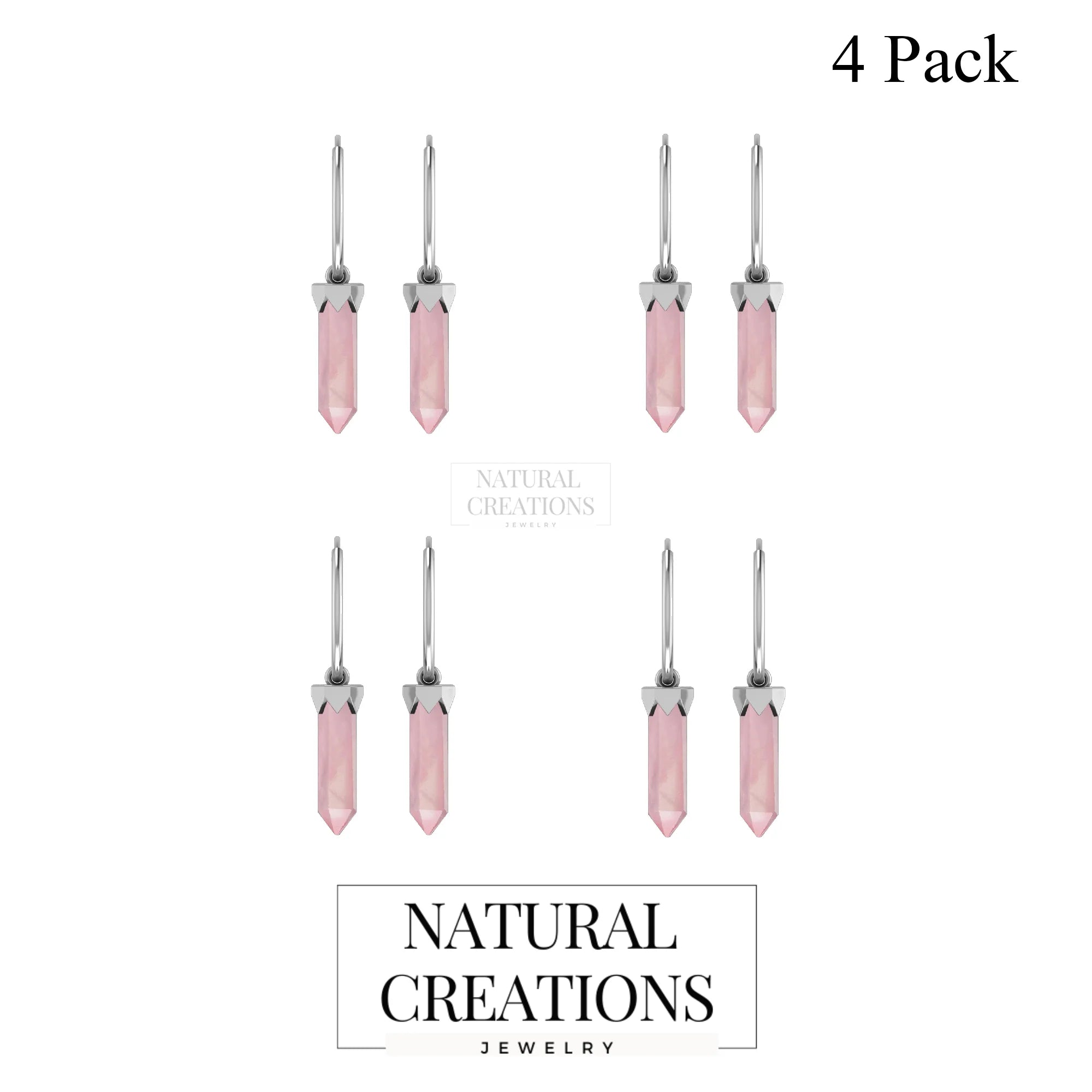 rose quartz cut earrings
