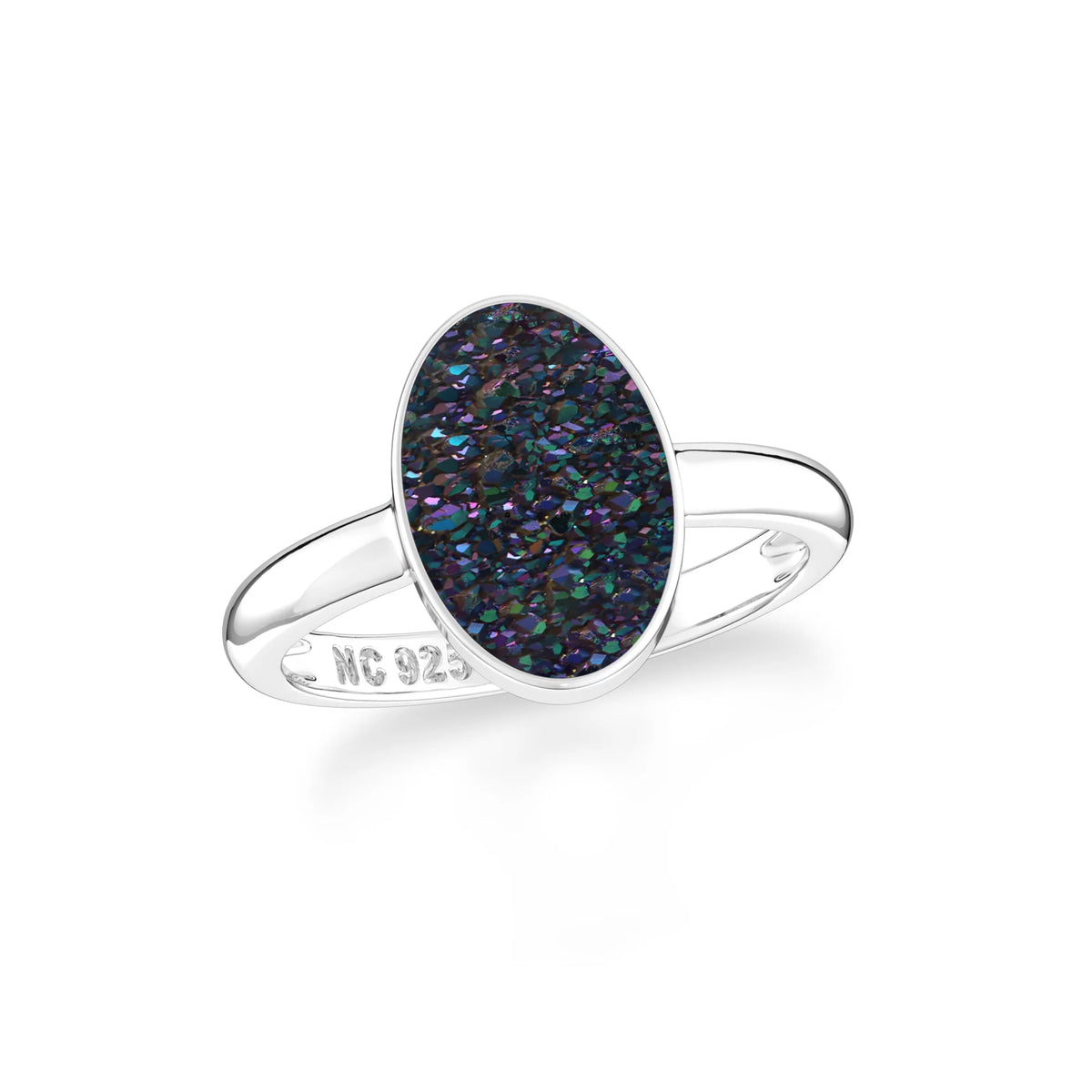 multi titanium druzy bezel-set ring