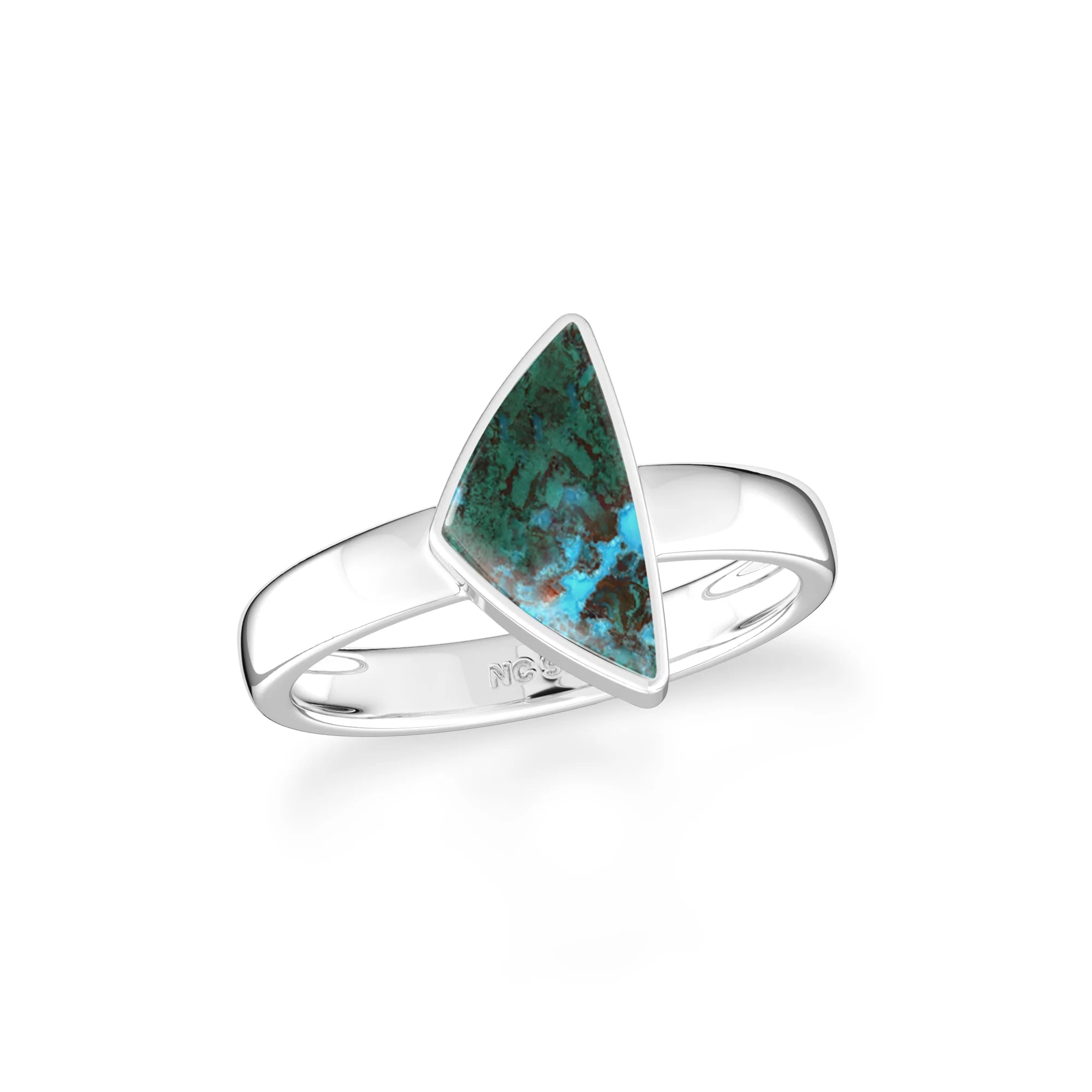 chrysocolla bezel-set ring