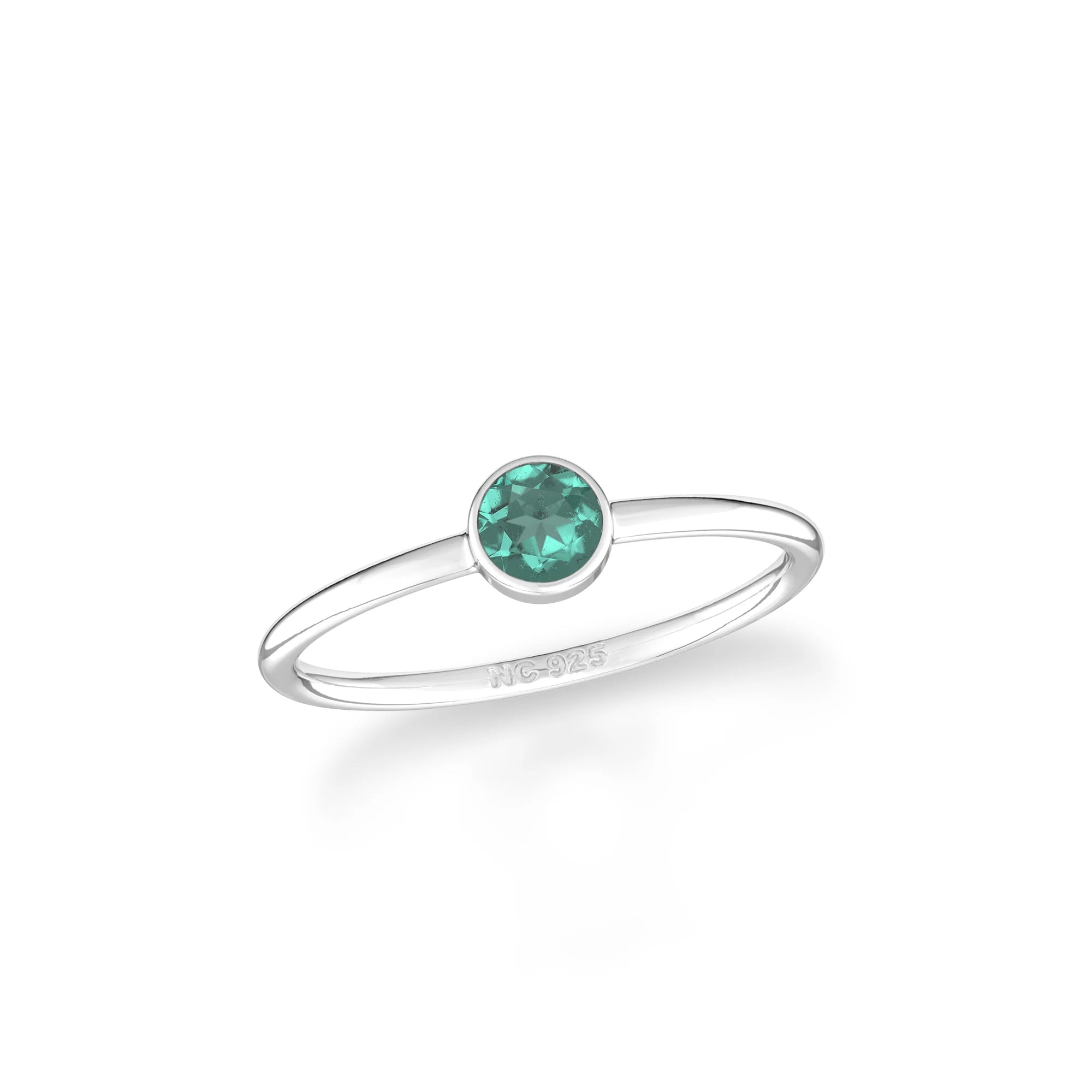 green tourmaline stackable bezel-set ring