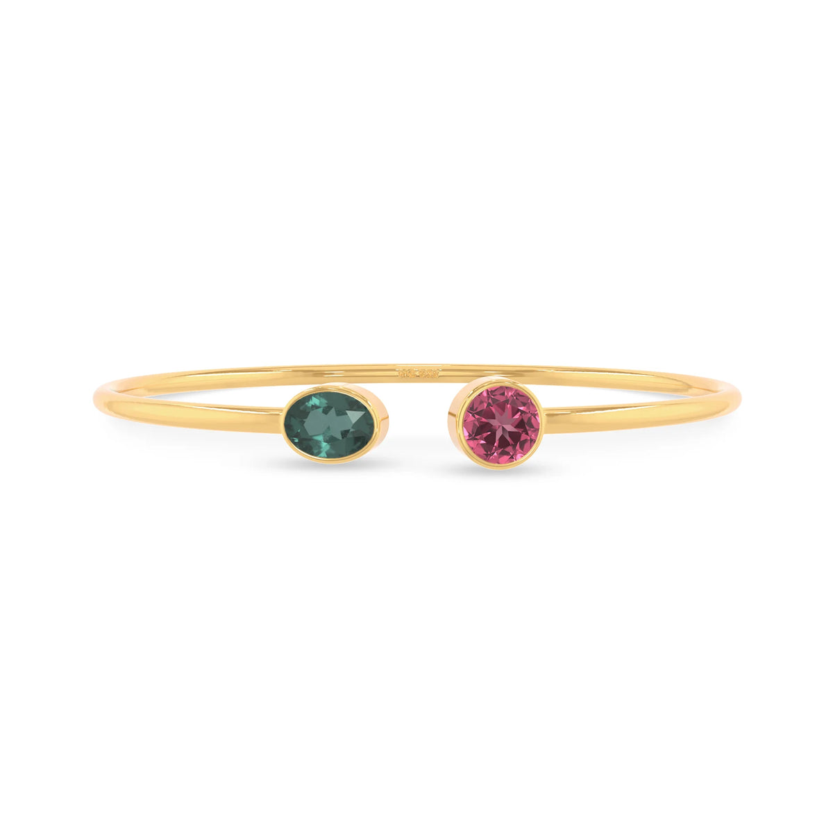 green tourmaline with pink tourmaline cut bracelet