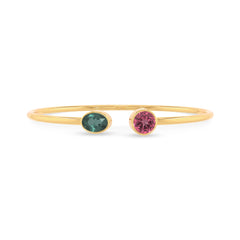 green tourmaline with pink tourmaline cut bracelet
