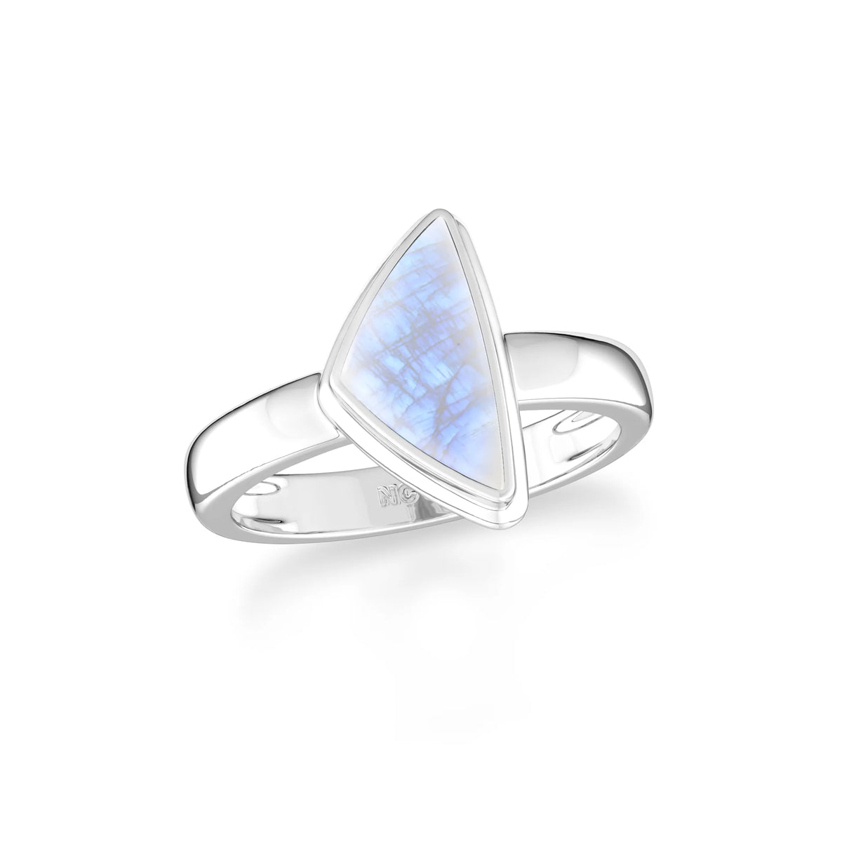 rainbow-moonstone bezel-set ring