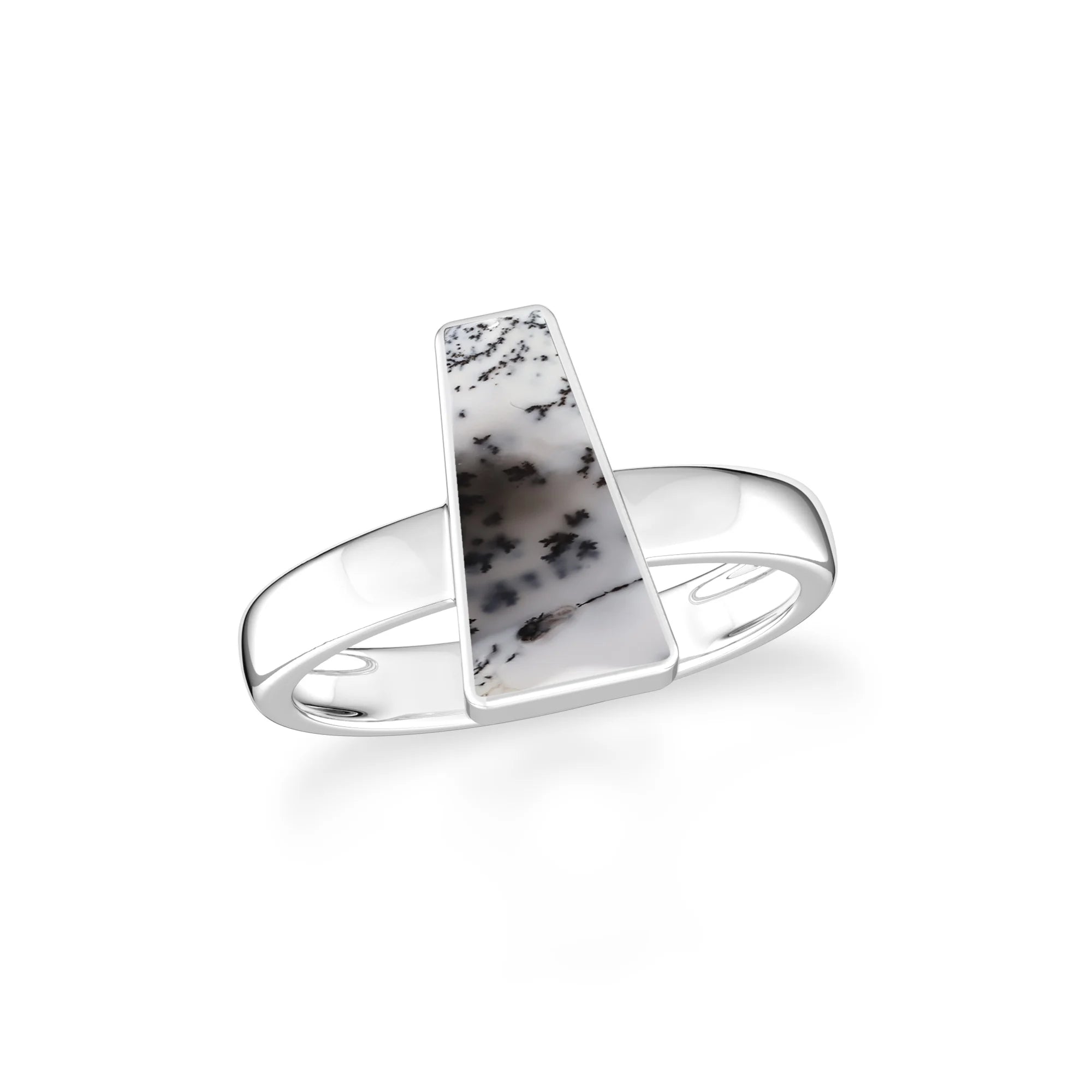 dendritic-opal bezel-set ring