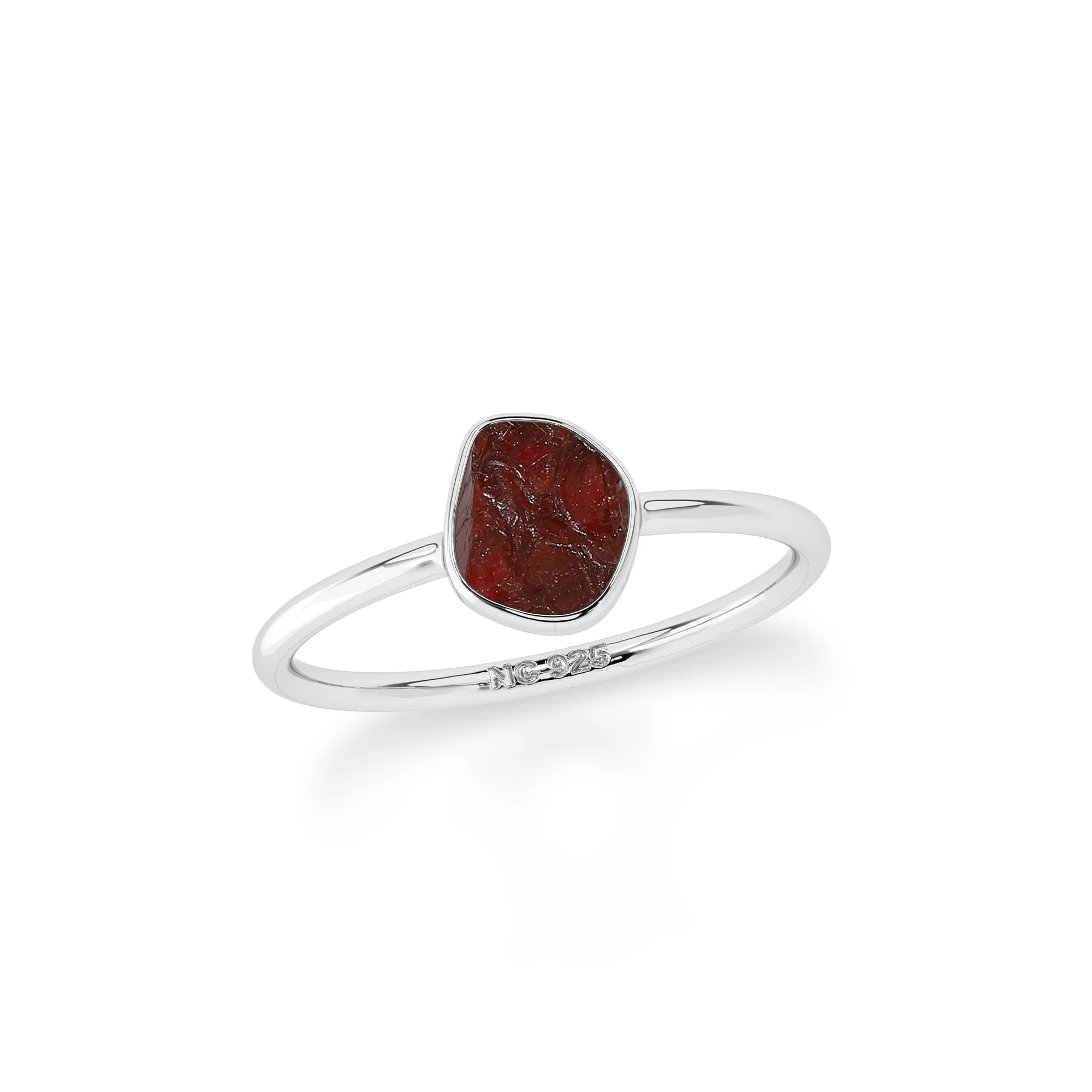 red garnet stackable bezel-set ring