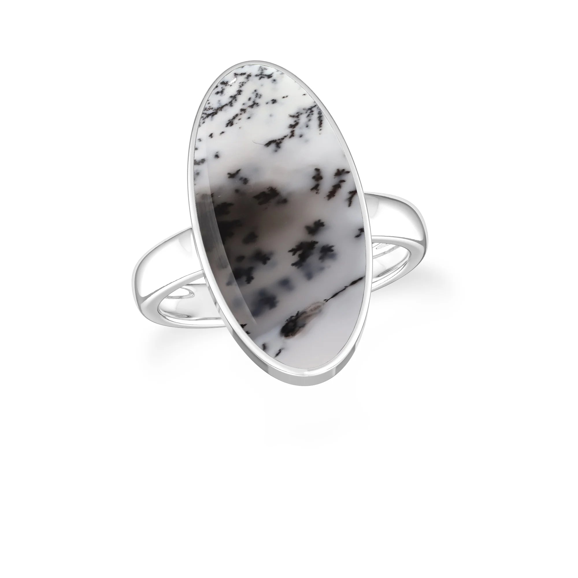 dendritic-opal bezel-set ring