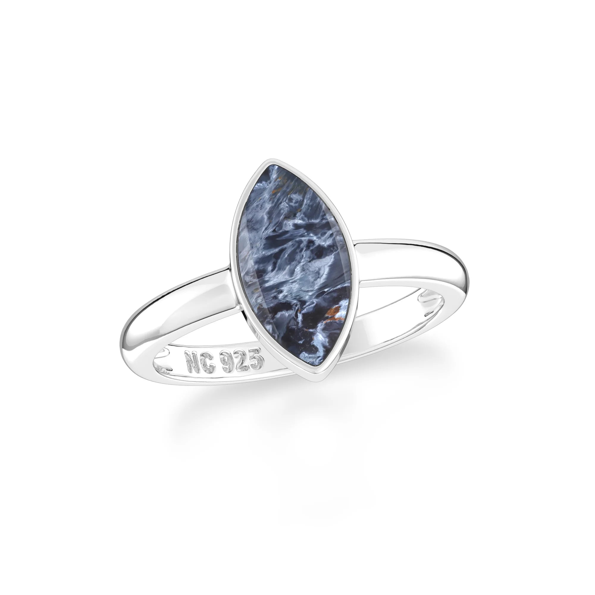 pietersite bezel-set ring