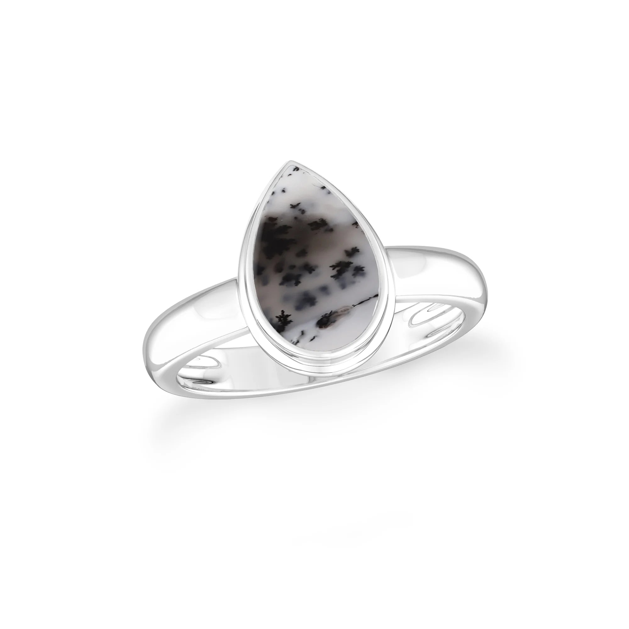 dendritic-opal bezel-set ring
