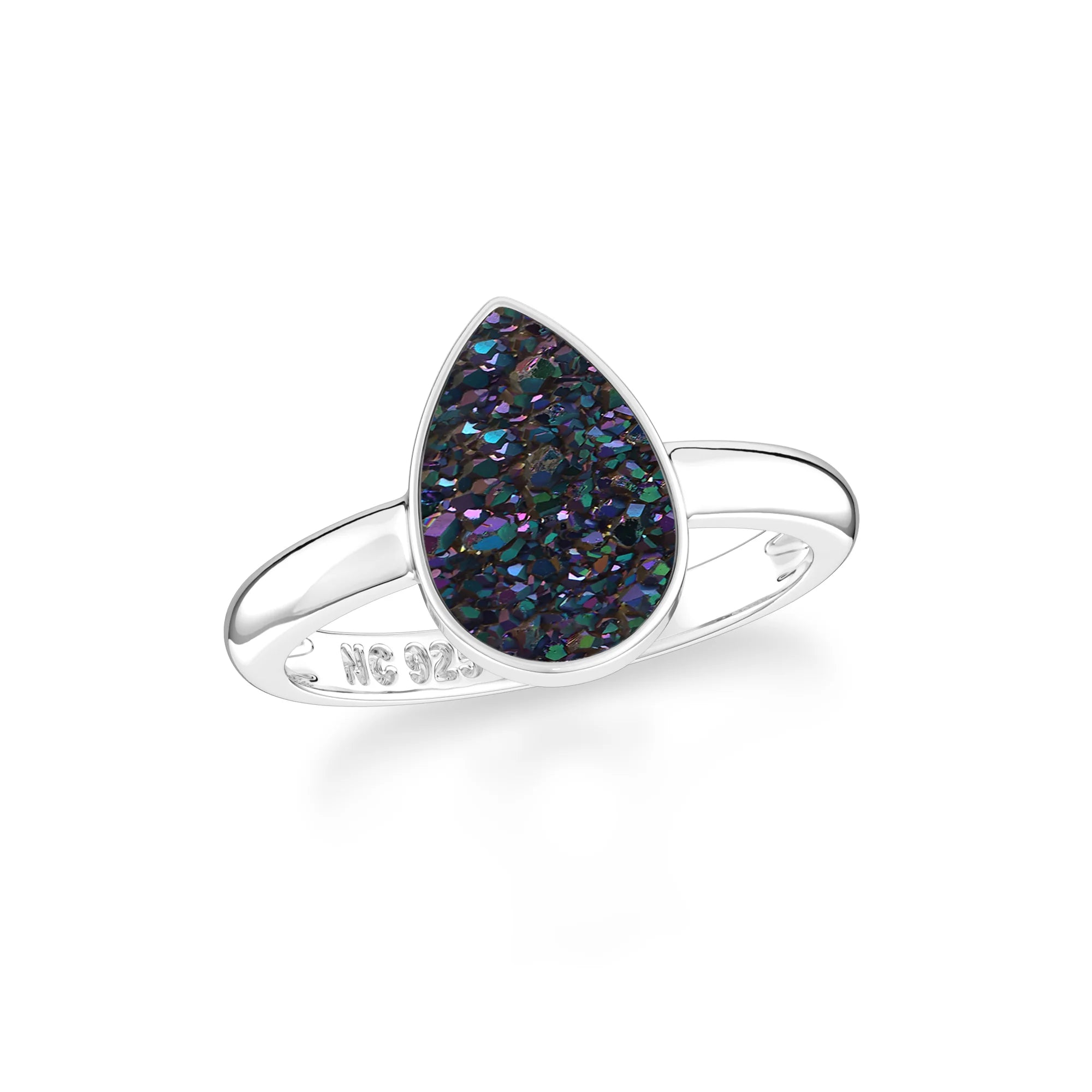 multi titanium druzy bezel-set ring