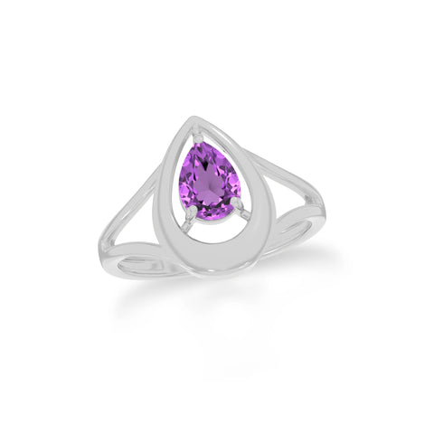 natural amethyst ring for women in sterling silver
