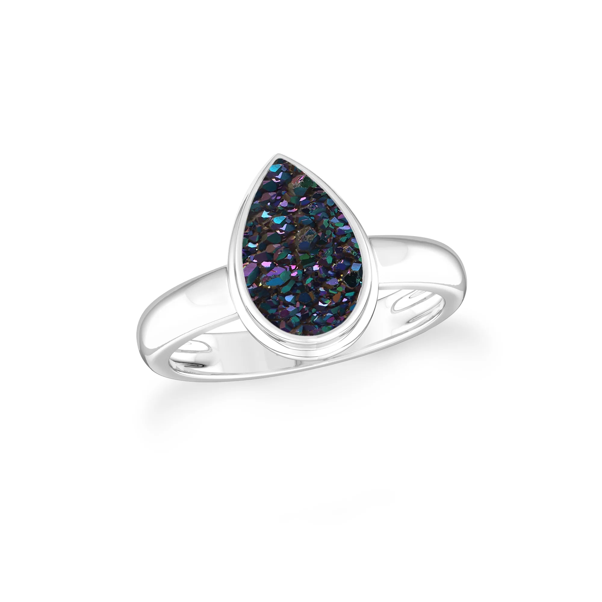 multi-titanium-druzy bezel-set ring