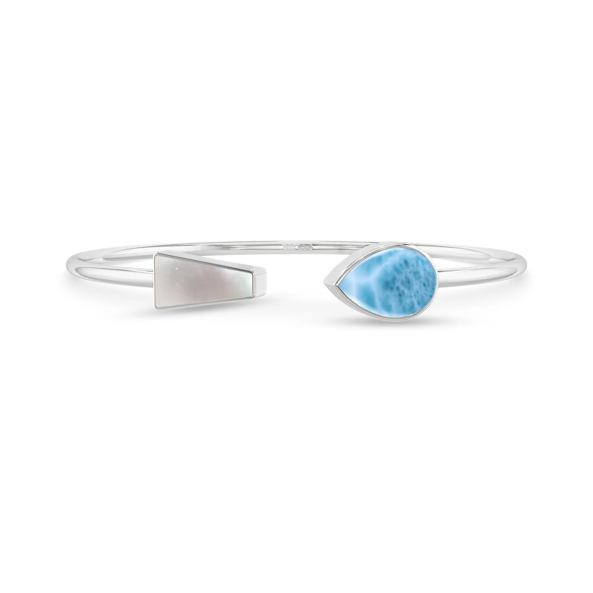 pearl-with-larimar cab bracelet
