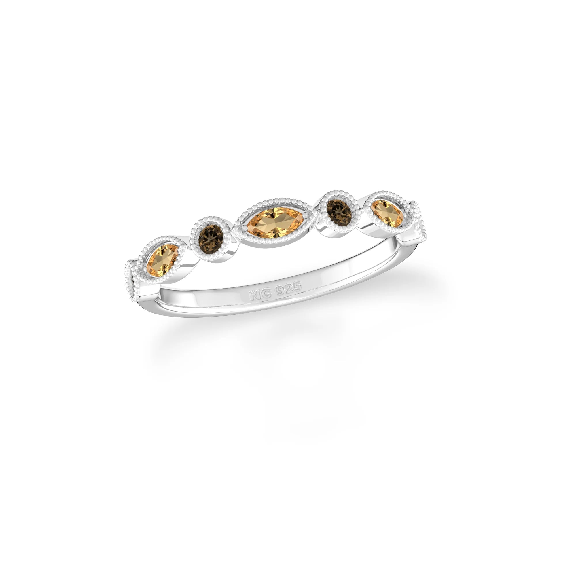 citrine-smoky-quartz bezel-set ring