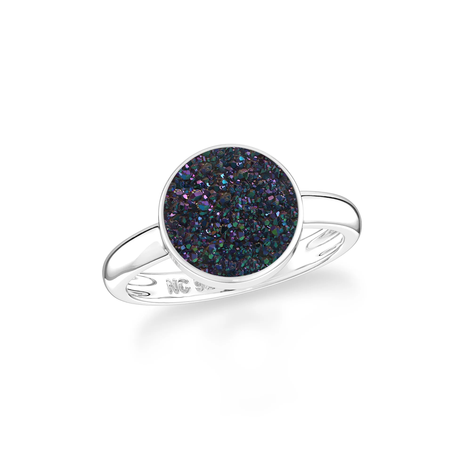 multi titanium druzy bezel-set ring